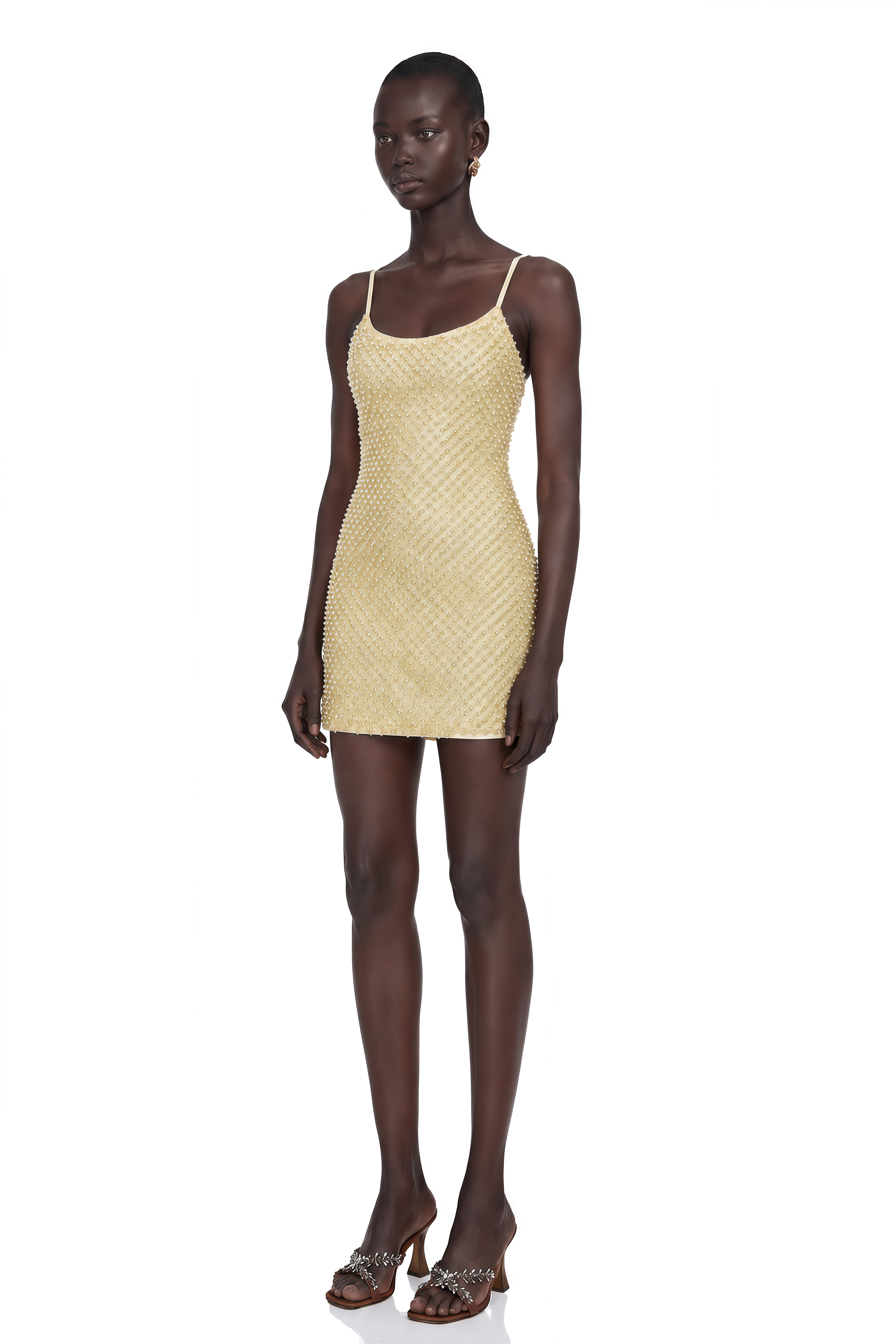 Gaia Gold Beaded Bodycon Mini Dress