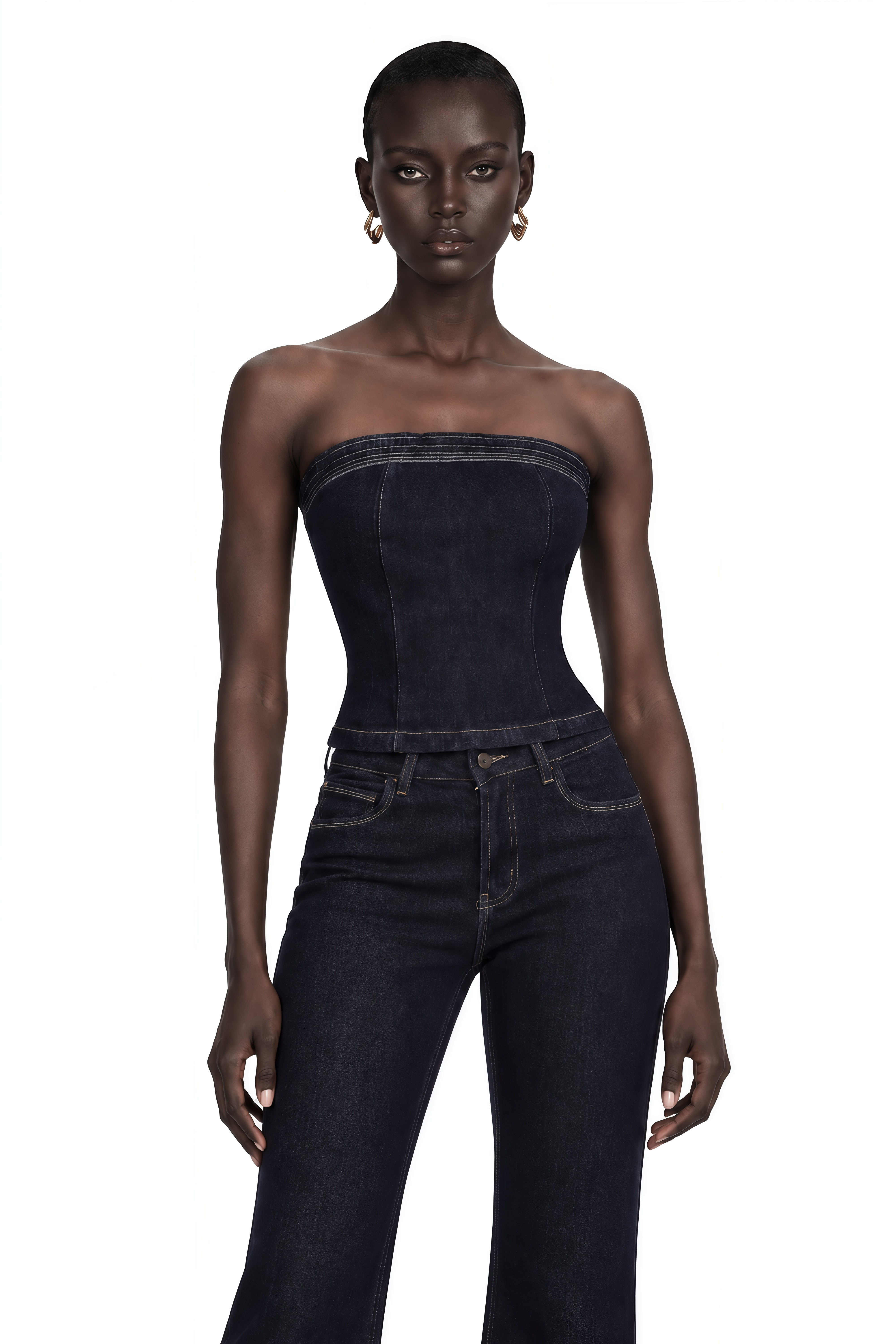 Joséphine Blue Denim Off Shoulder Top & Trouser Set