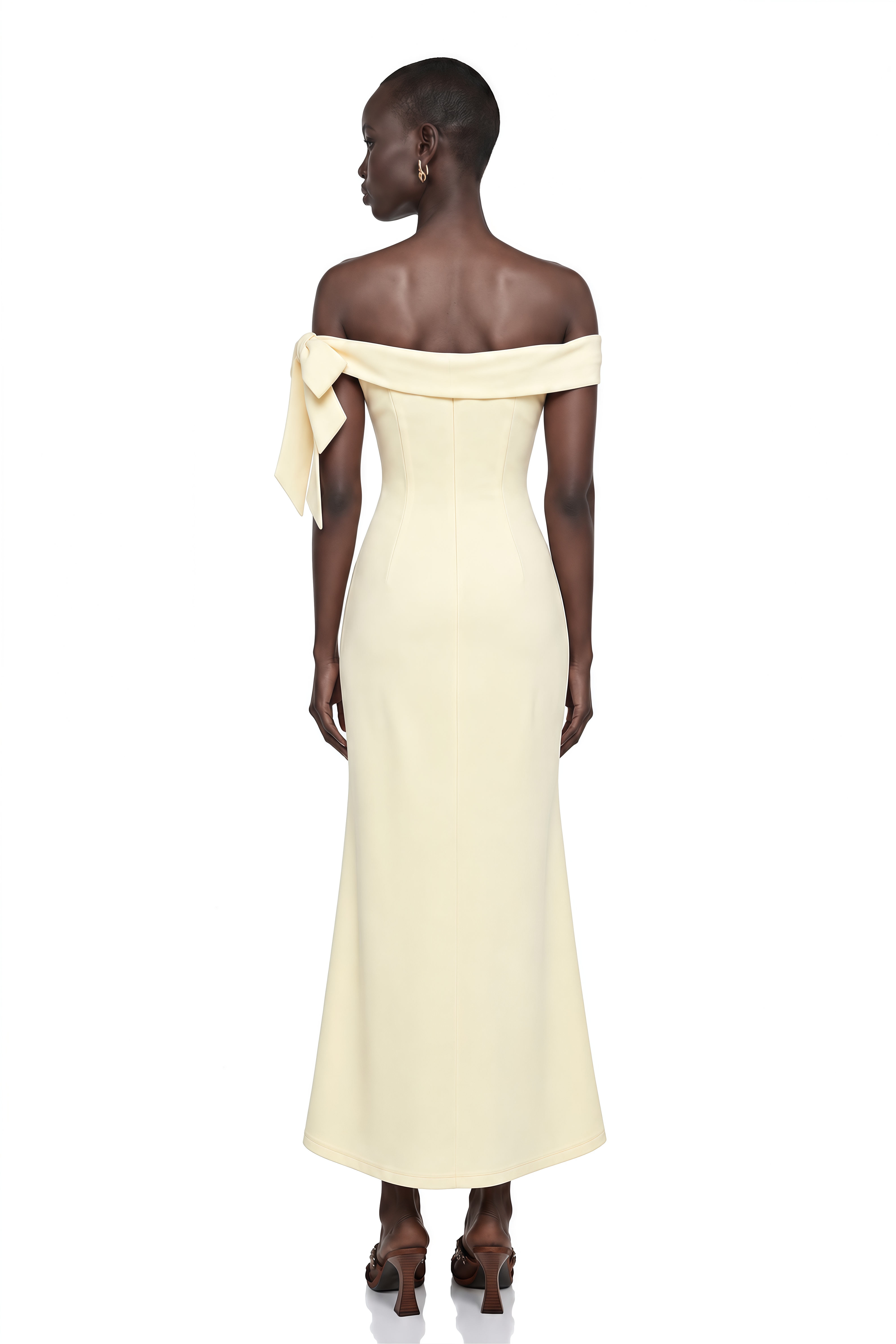 Kore Yellow Off Shoulder Maxi Dress with Bow