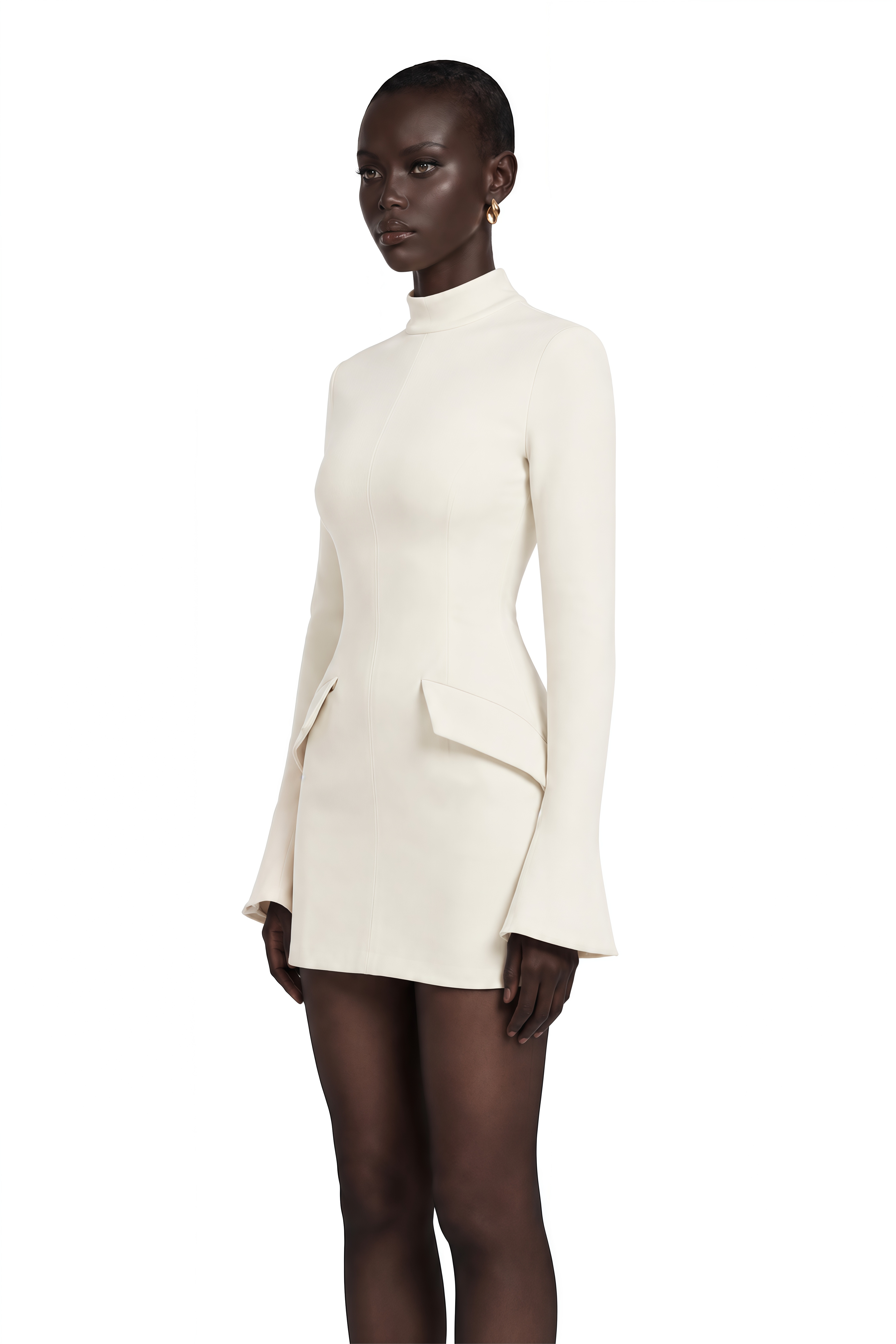 Chloé Cream-White Fitted Mini Dress