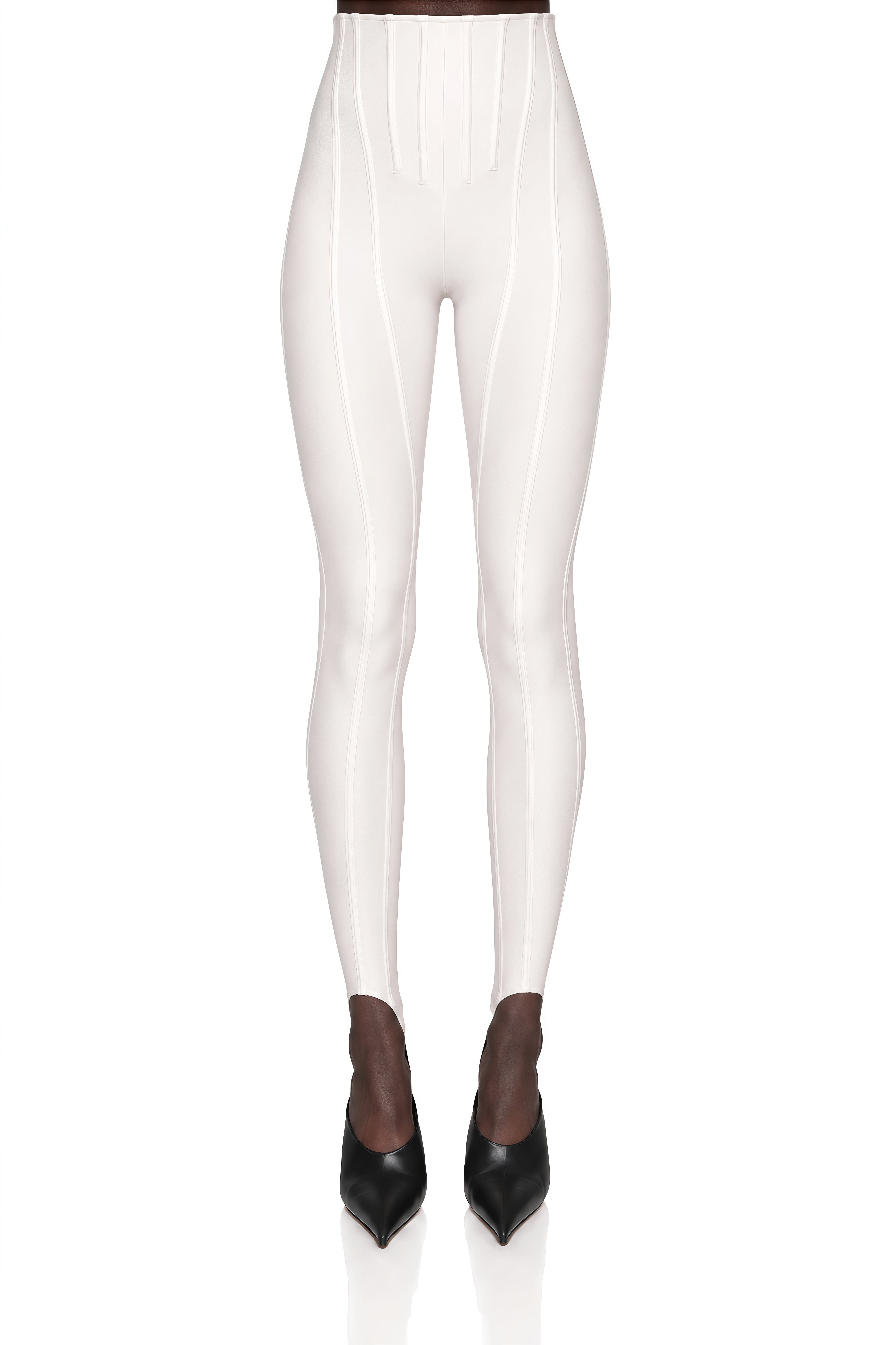 Cordelia White Decorative Stitching Leggings
