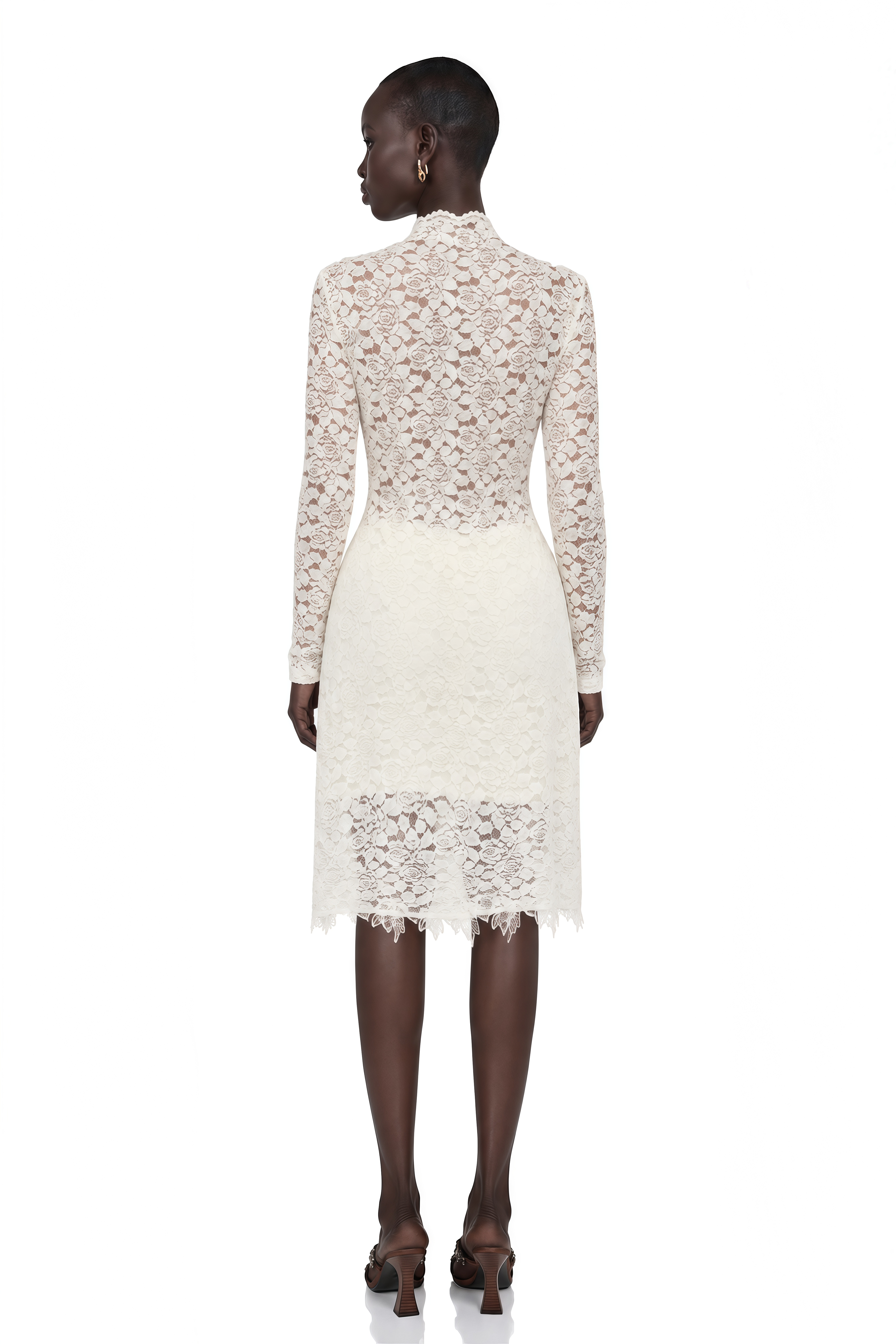 Fallon Off White Floral Lace Blouse & Skirt Set