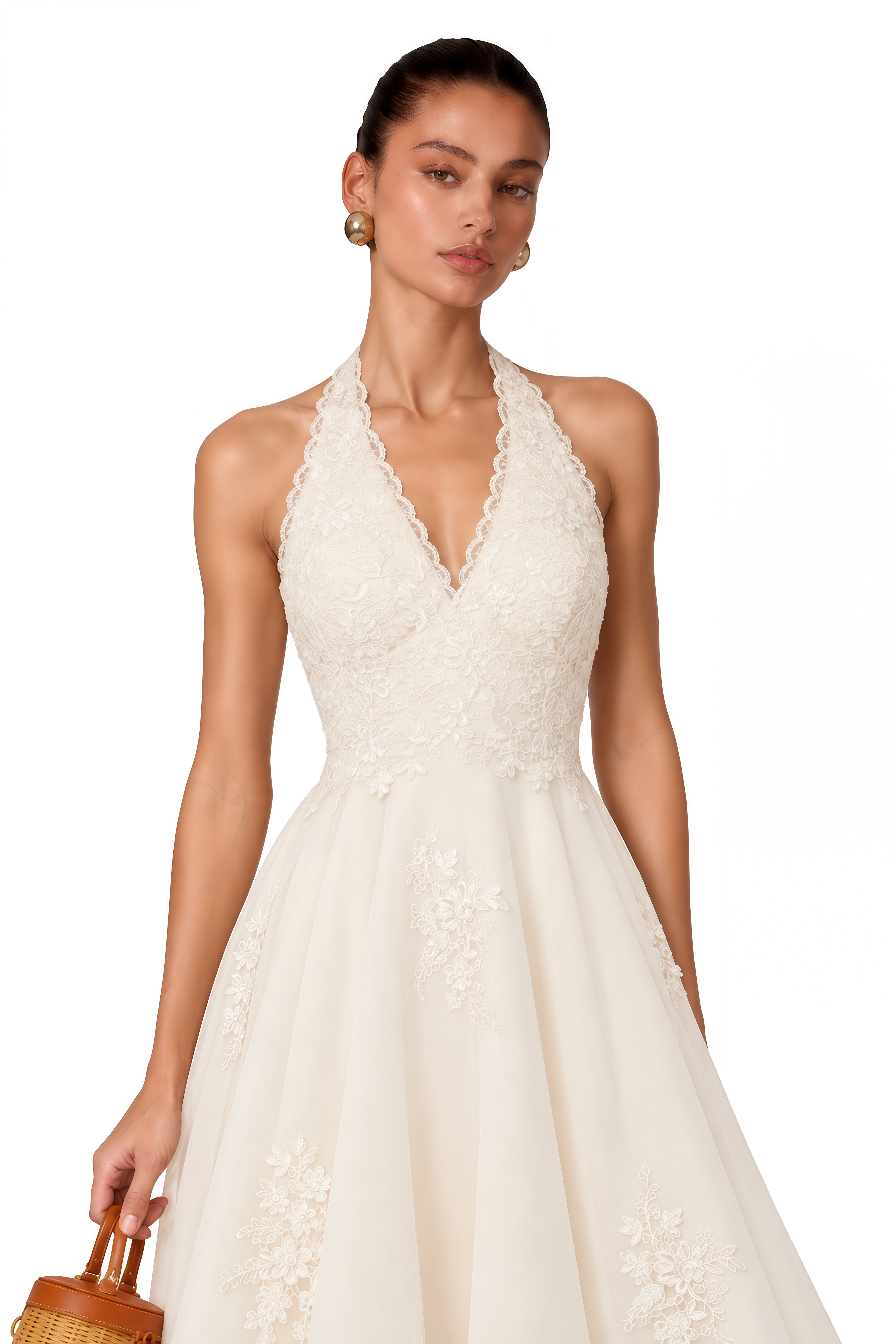 Jasmine White Lace Sweetheart Midi Dress
