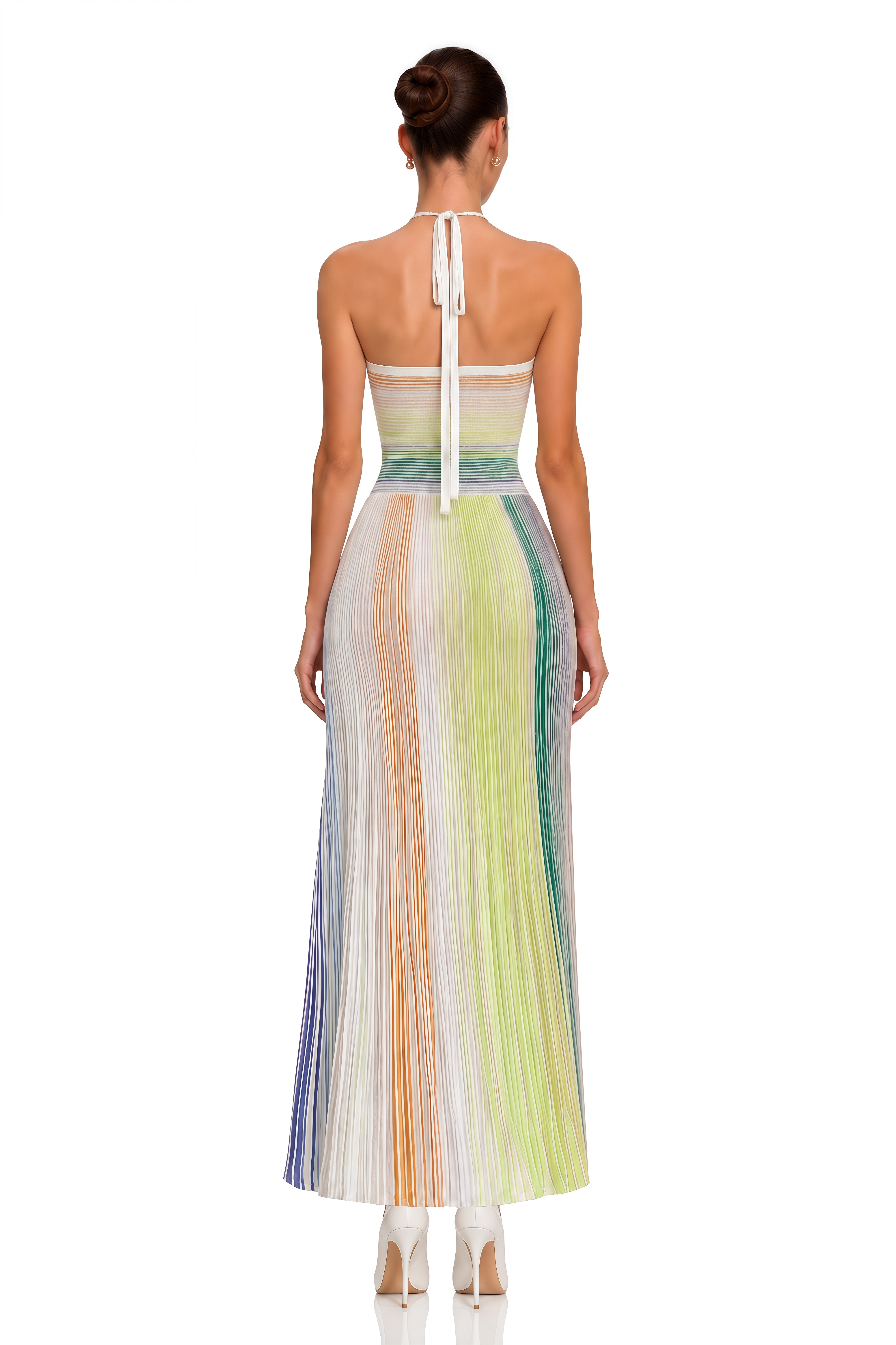 Serelith Metallic Knit Backless Maxi Dress