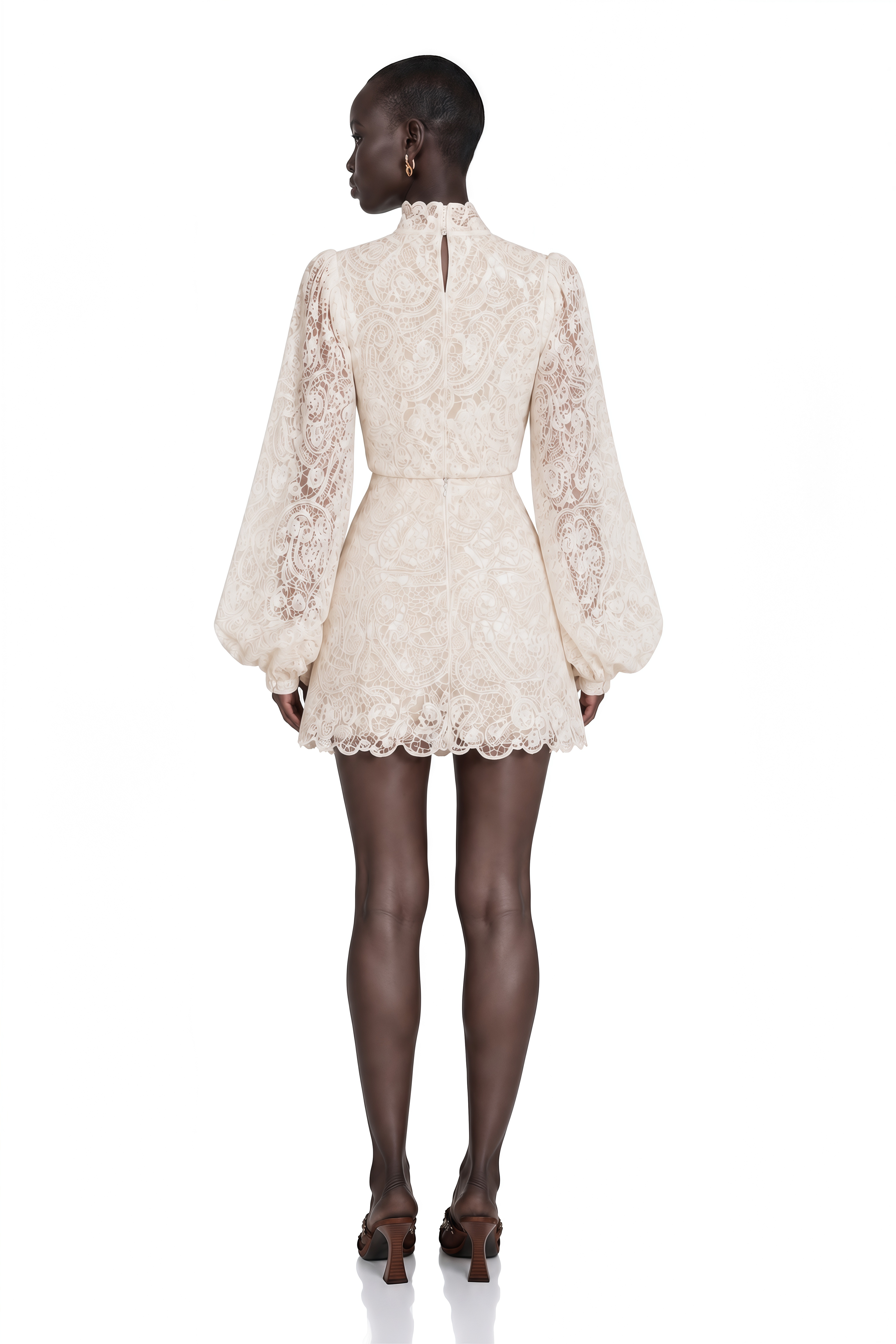 Eulalie Cream White Lace Blouse & Skirt Set