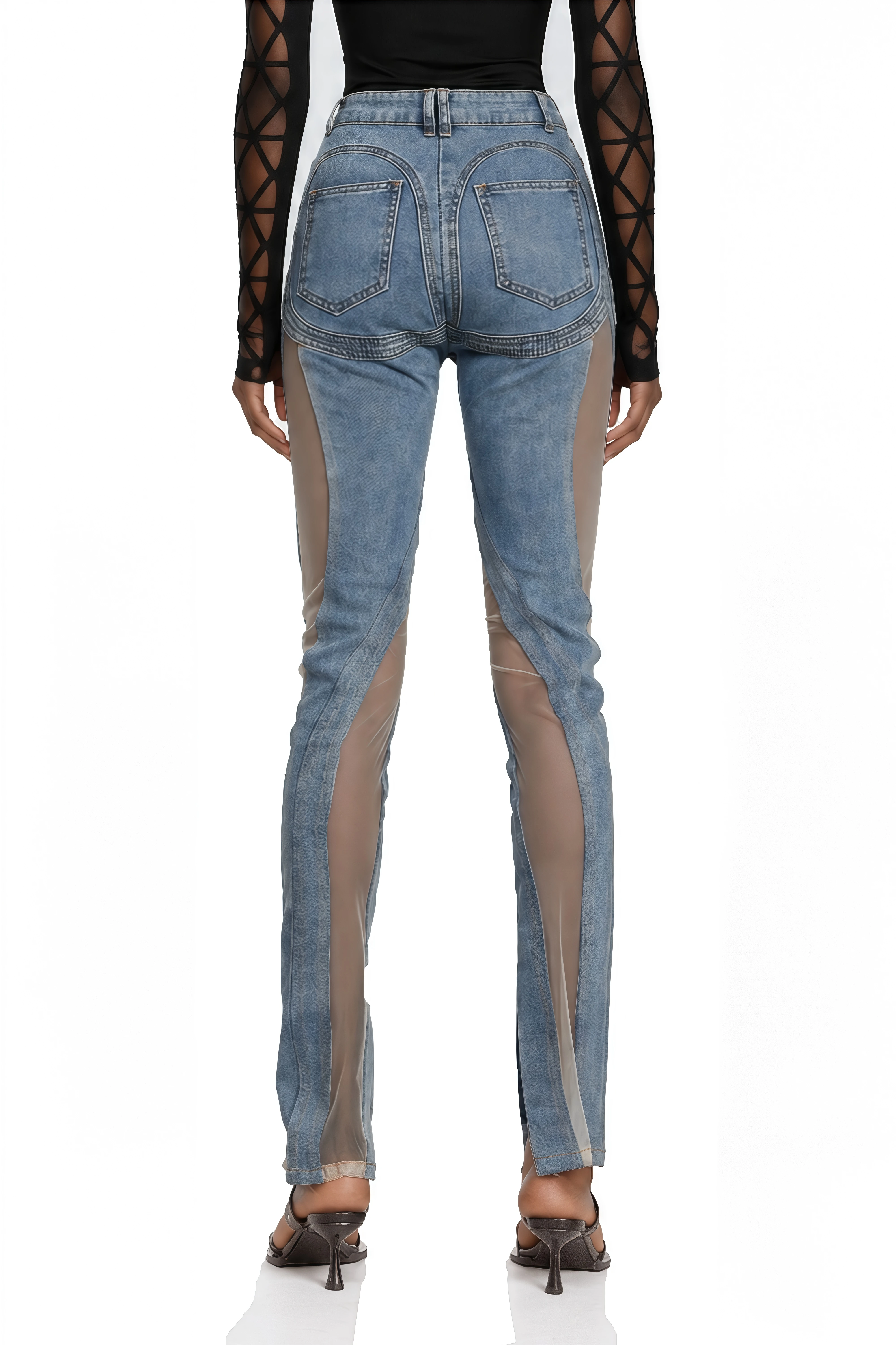 Aelis Sheer-Paneled Jeans