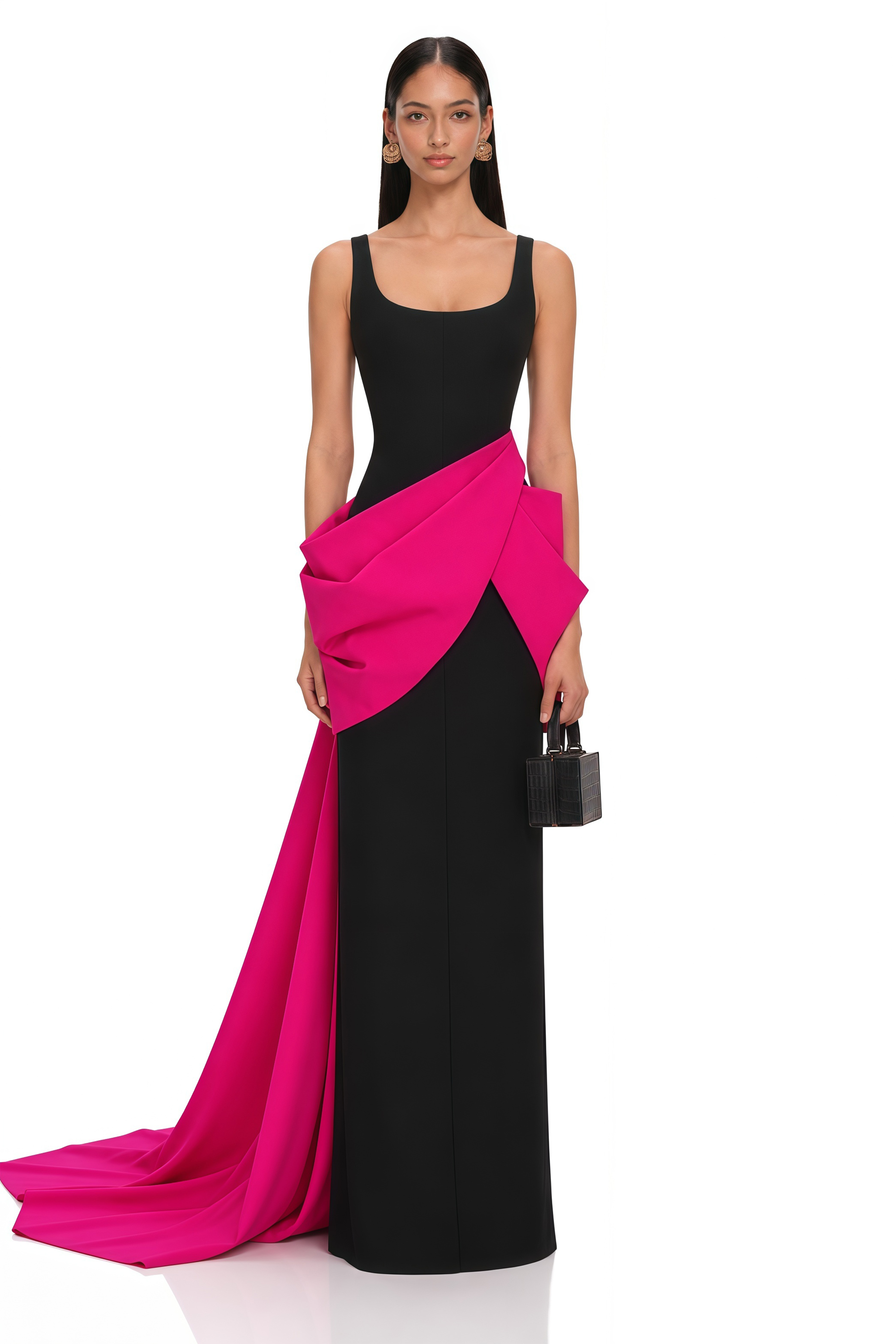 Aurora Black Color Block Layered Maxi Dress