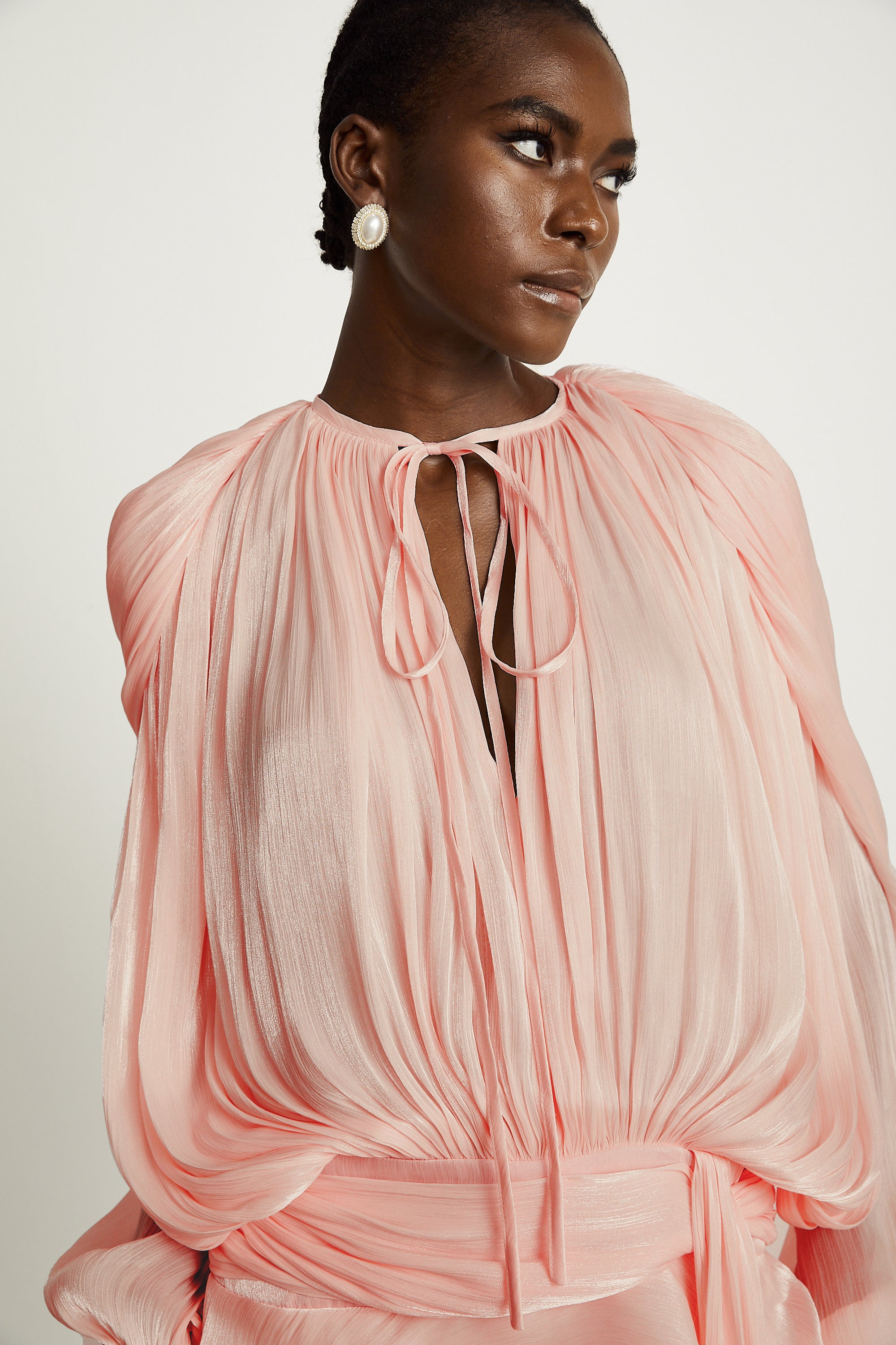 Eugénie Pink Fully Pleated Ruffled Mini Dress – Miss Rosier