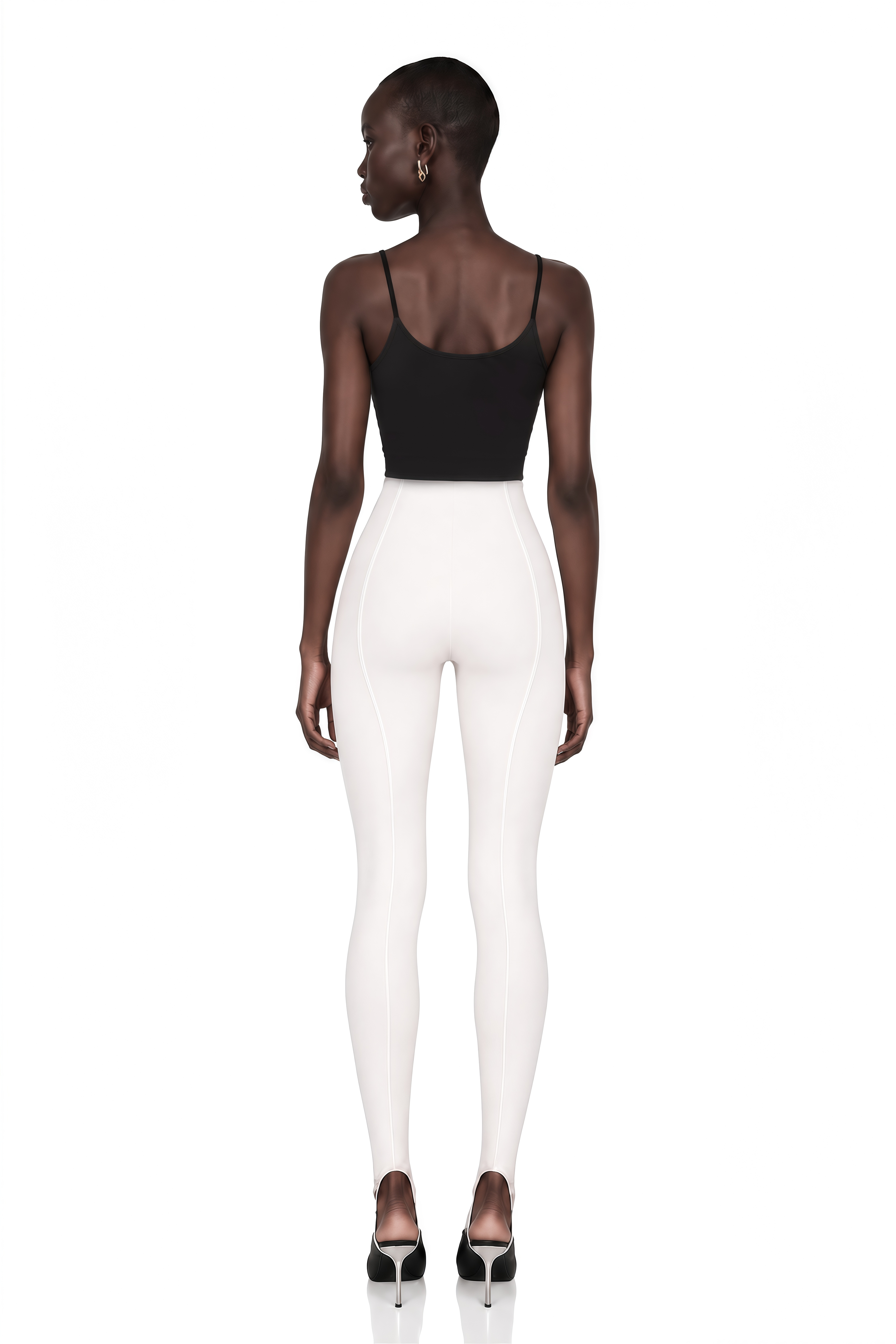 Cordelia White Decorative Stitching Leggings