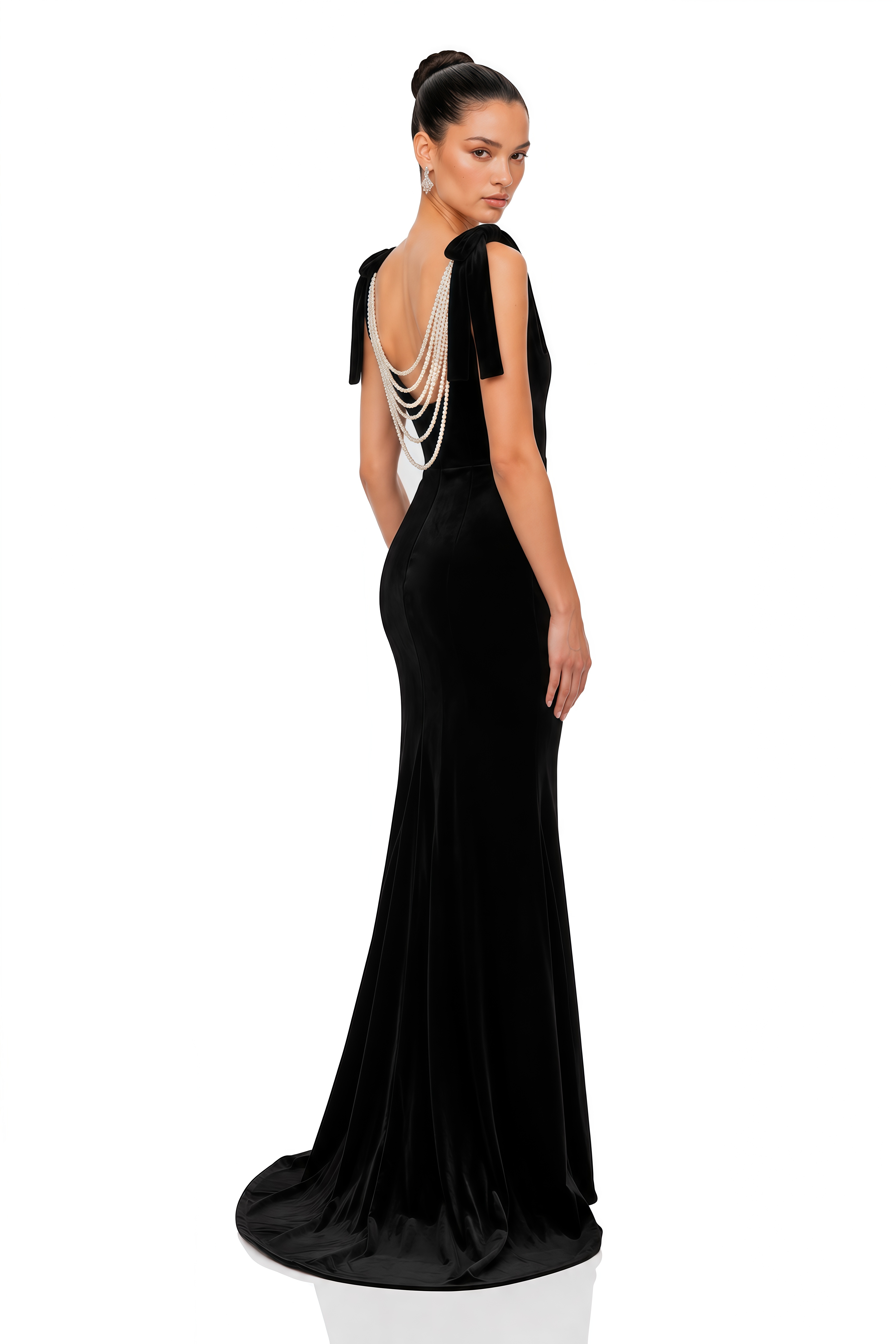 Audrey Embellished Velvet Open-Back Maxi Dress