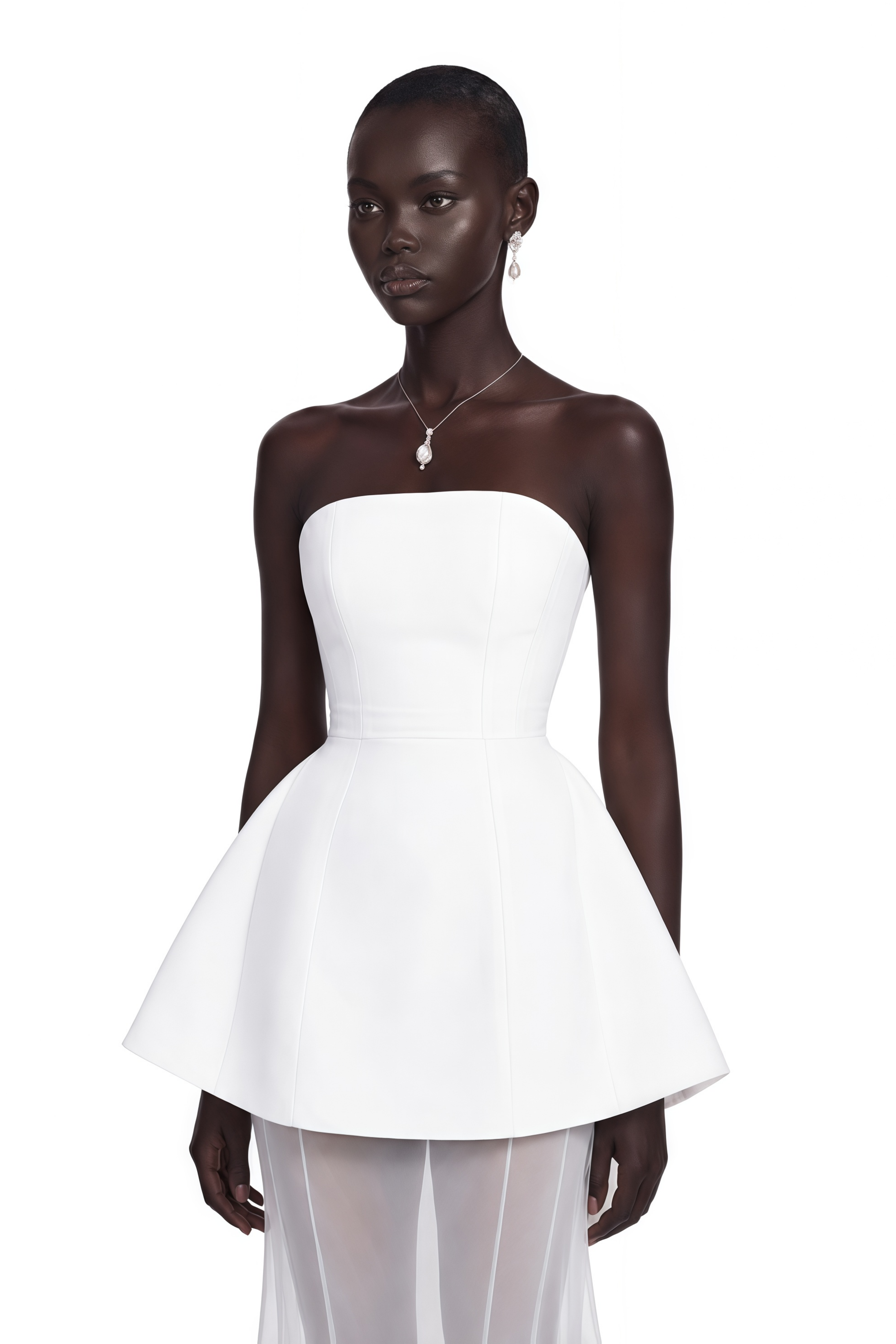 Mélanie White Corset Dress & Mesh Skirt Set