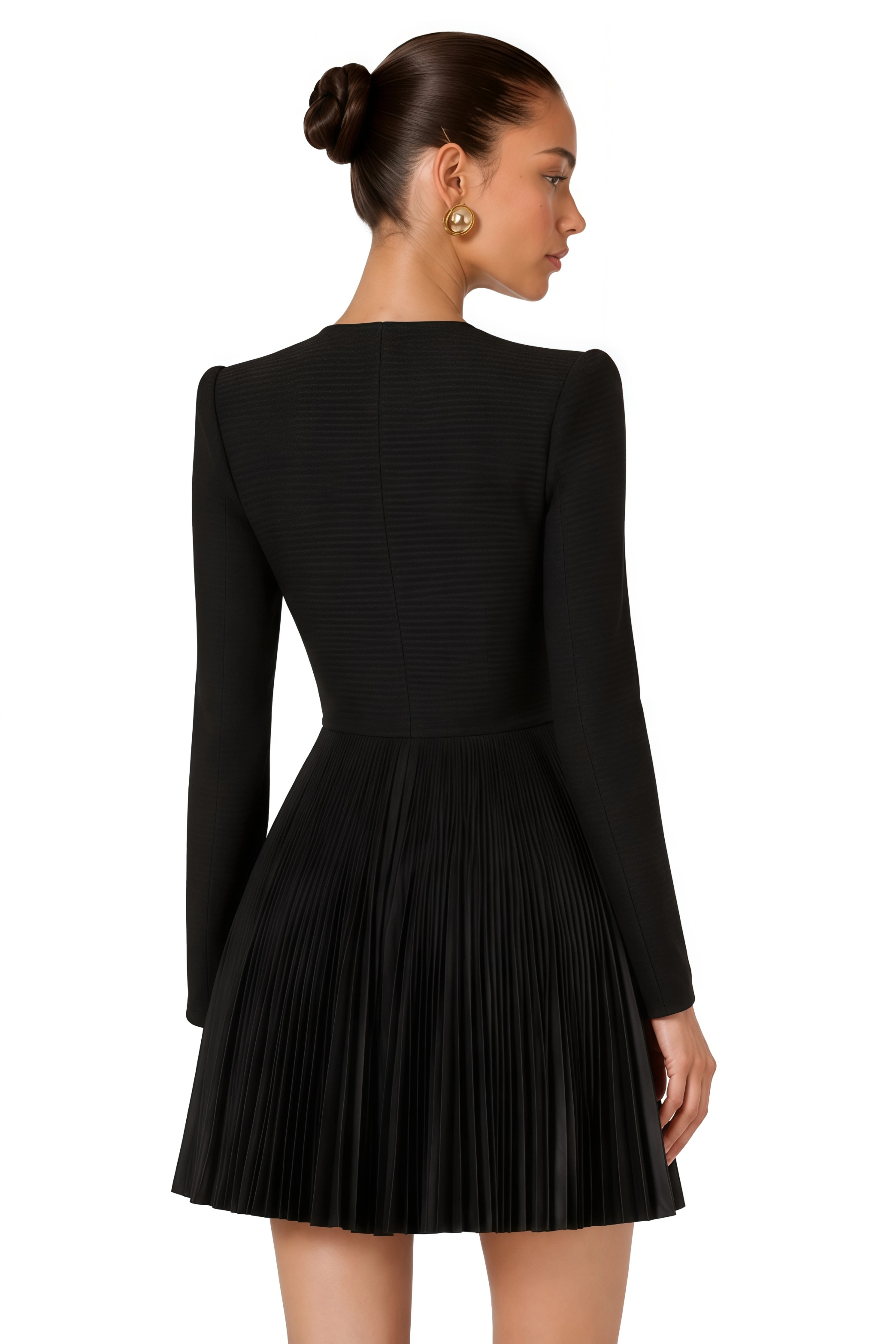 Ortensia Black Braided Pleated Tweed Mini Dress