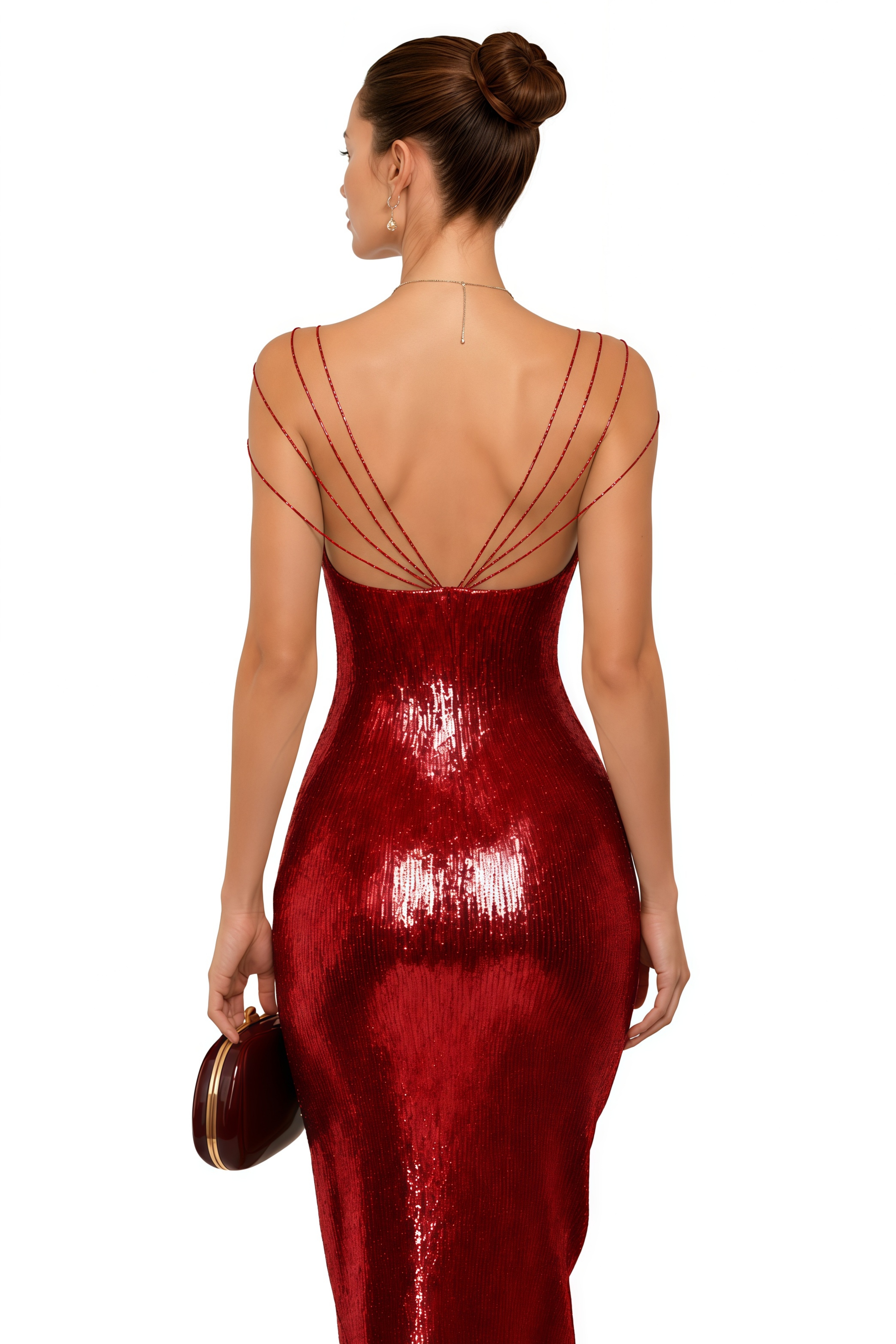 Cressida Red Sparkly Embellished Maxi Dress