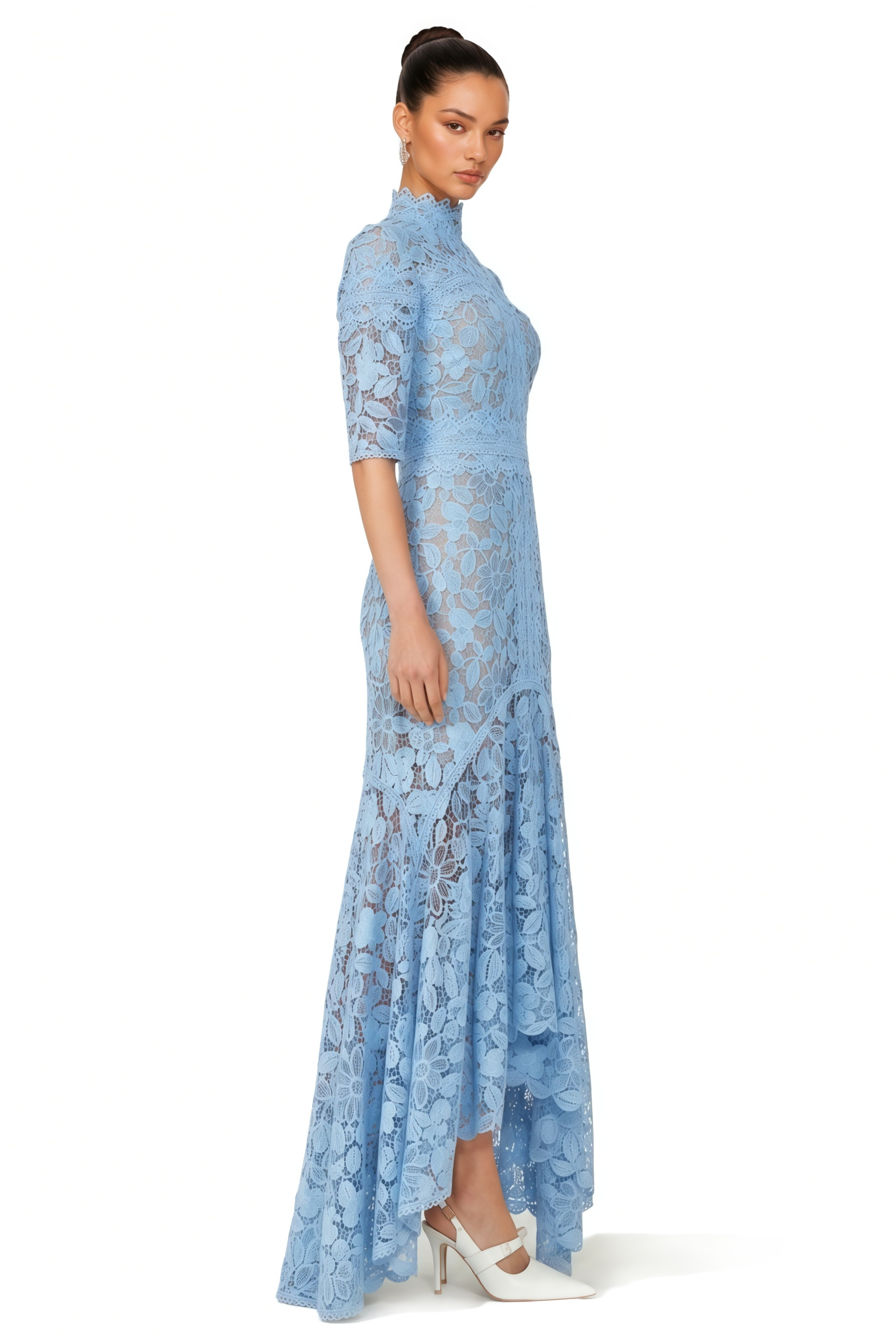 Daniela Blue Floral Lace Mermaid Maxi Dress