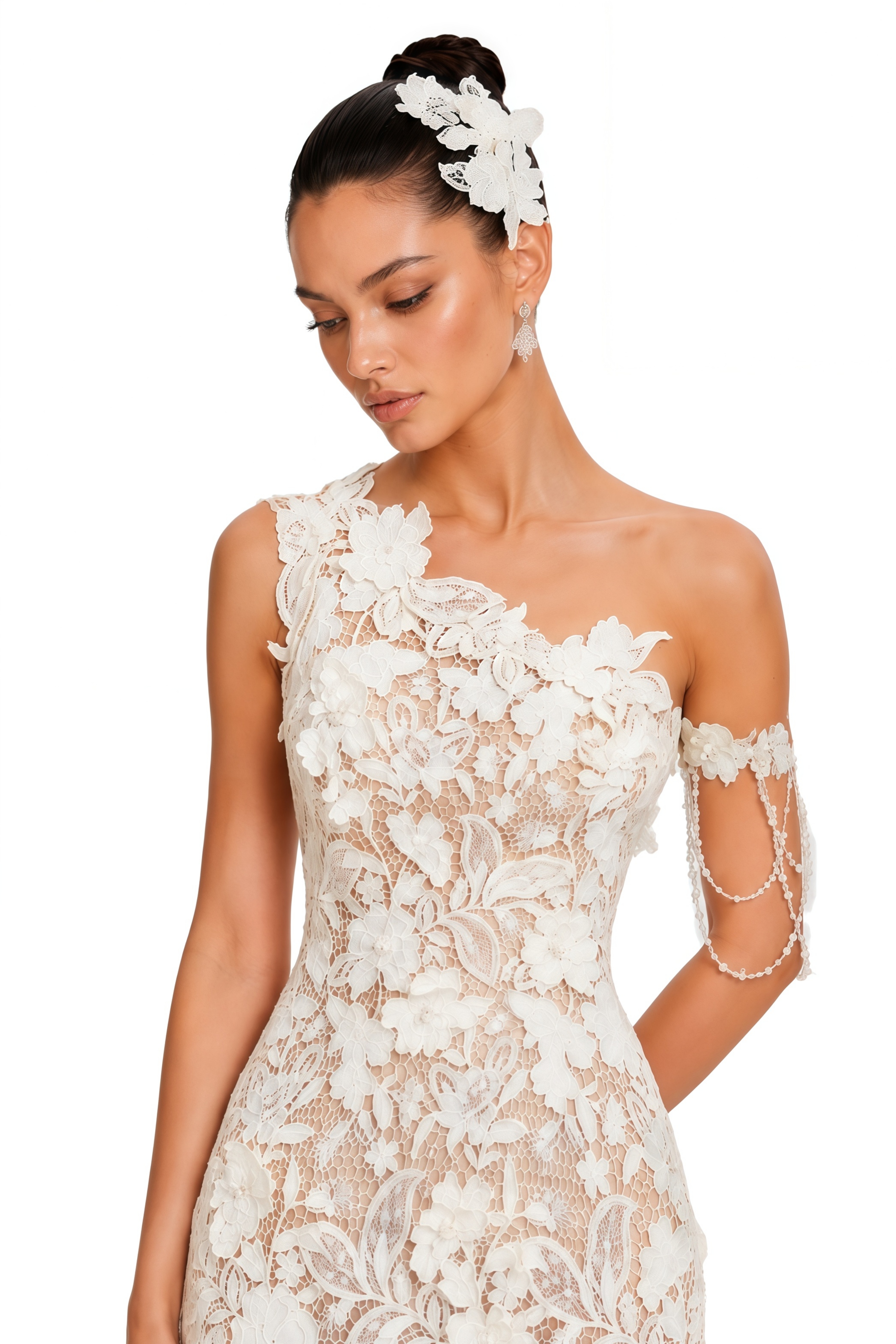 Avalon White One Shoulder Floral Mini Dress