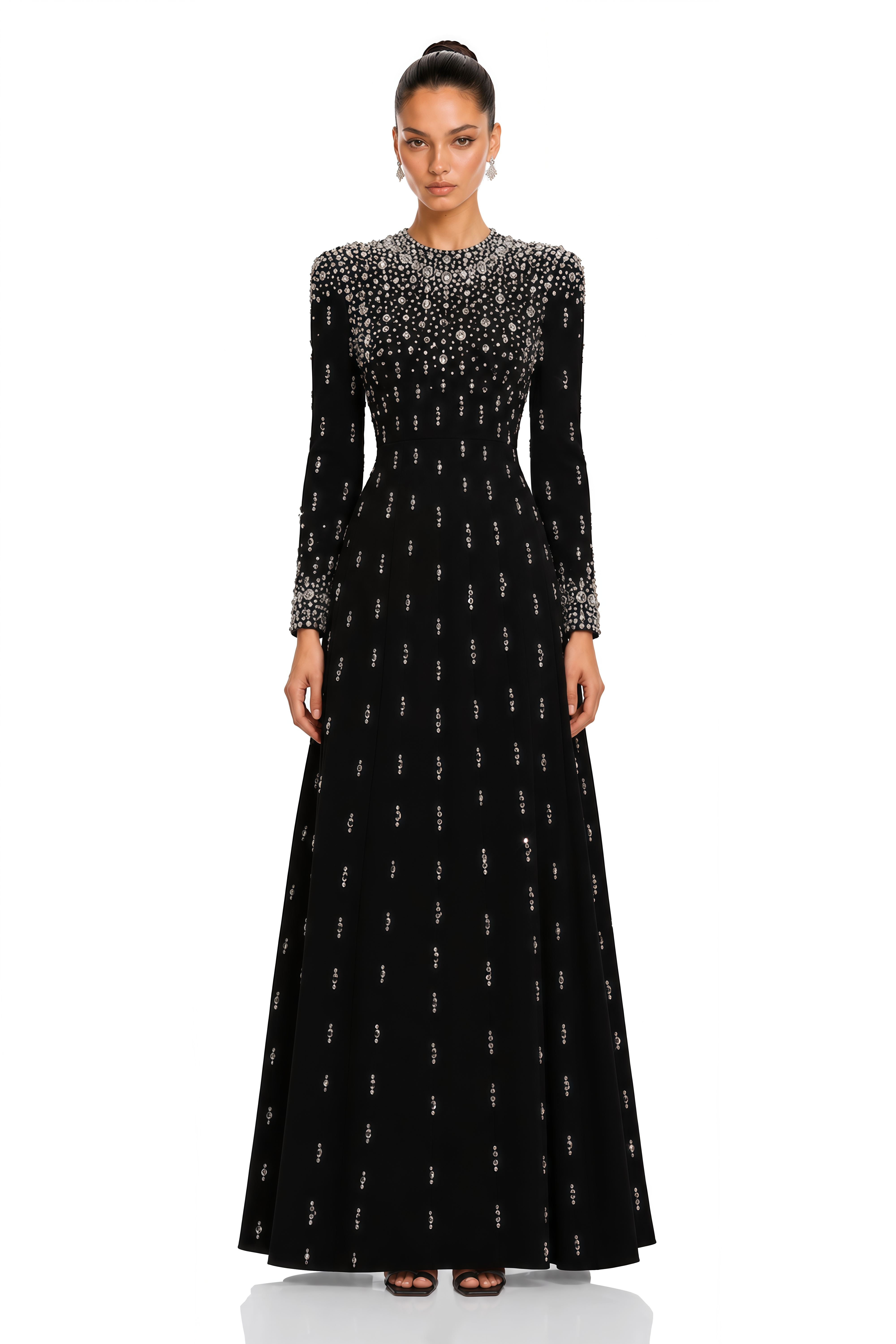 Margarita Black Embellished Maxi Dress