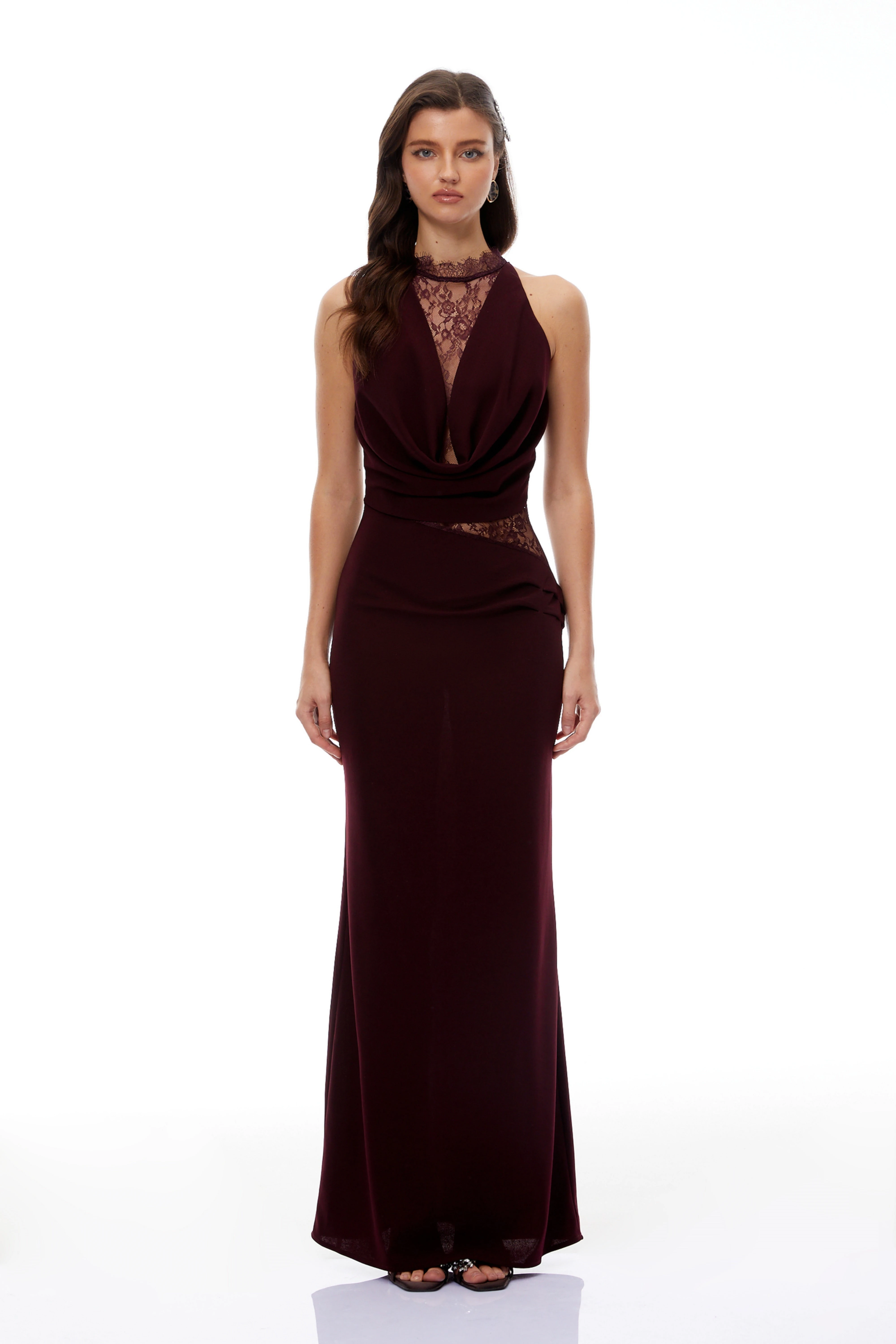Burgundy Lace Maxi Dress