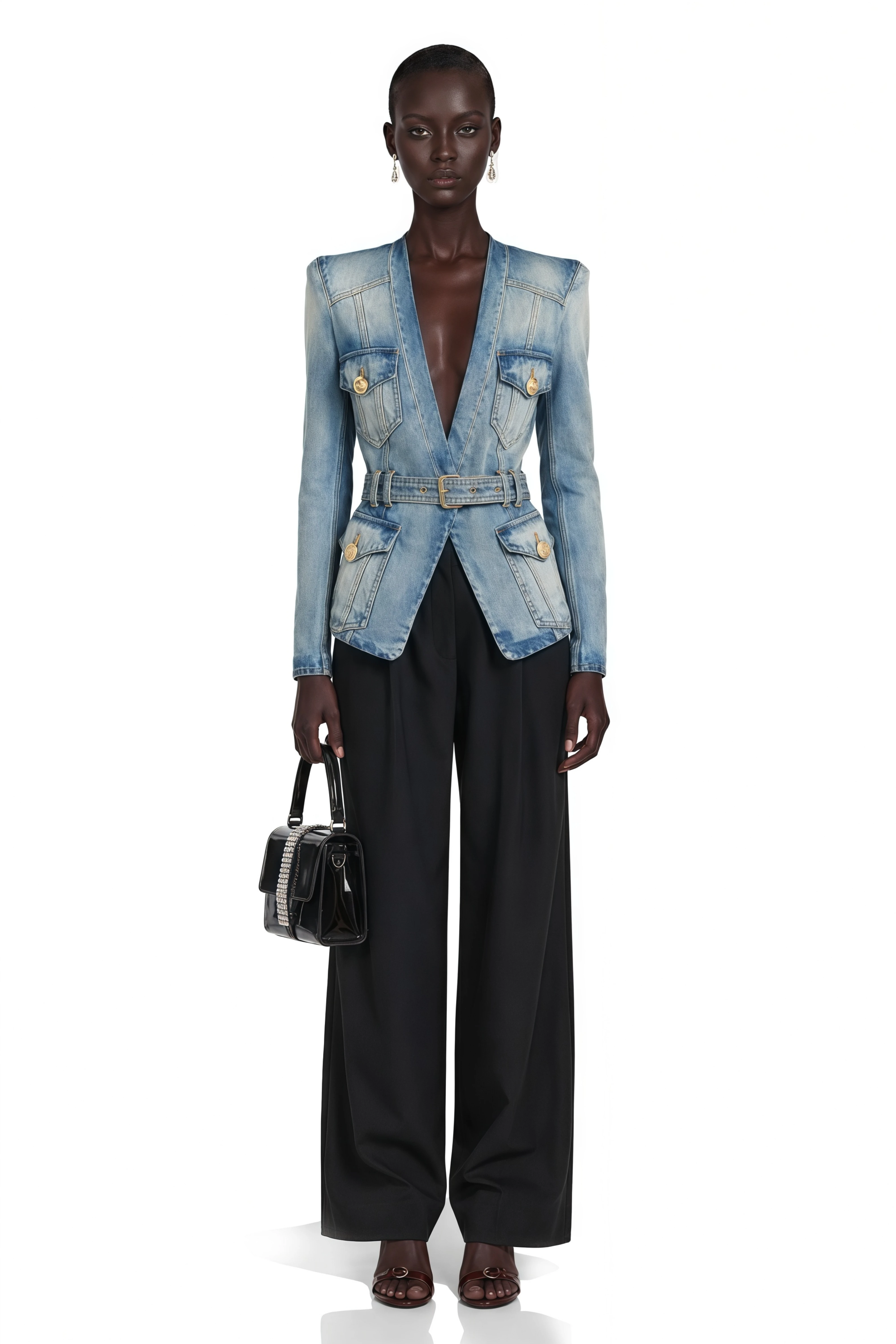 Edda Light Blue Belted Denim Jacket
