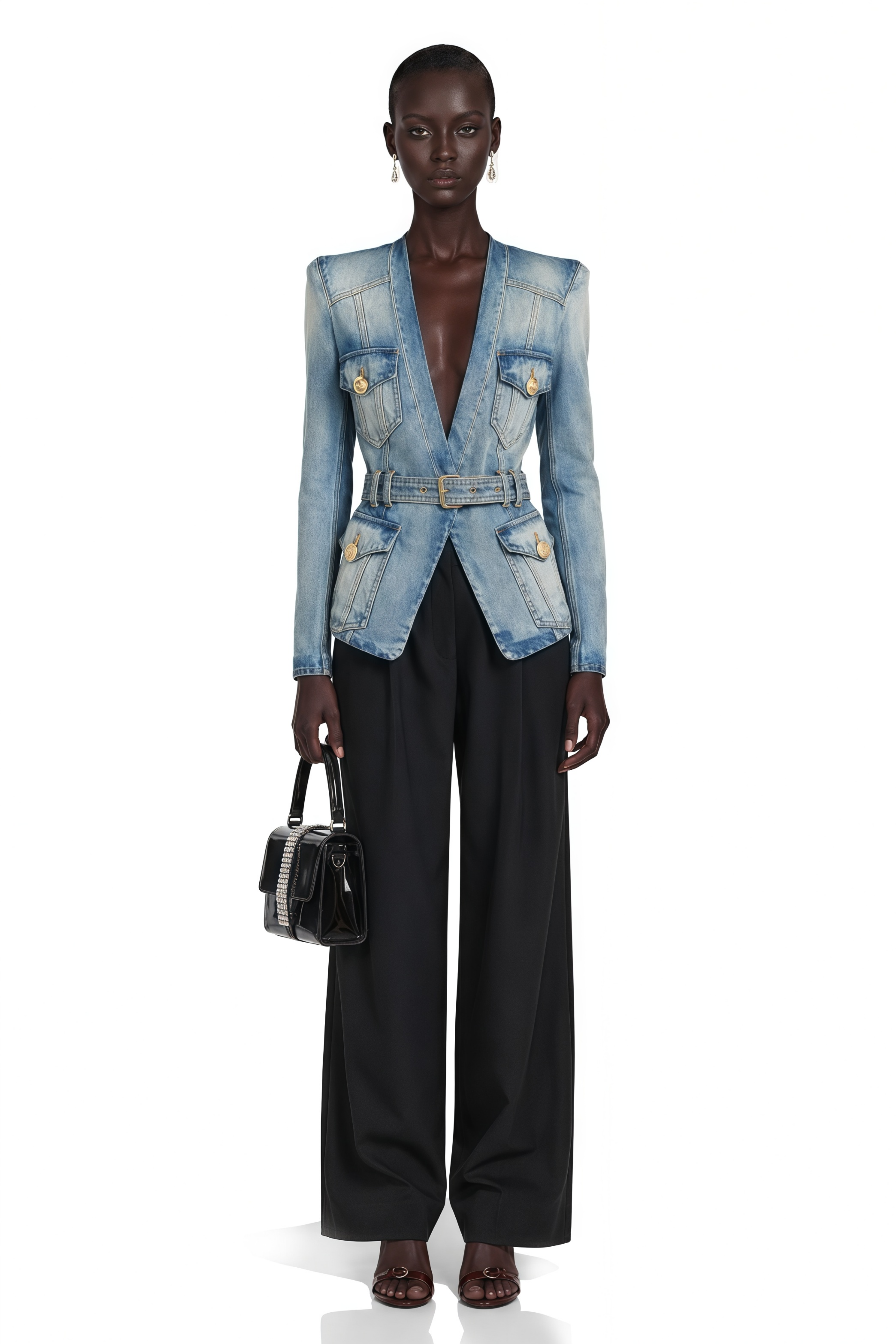 Edda Light Blue Belted Denim Jacket