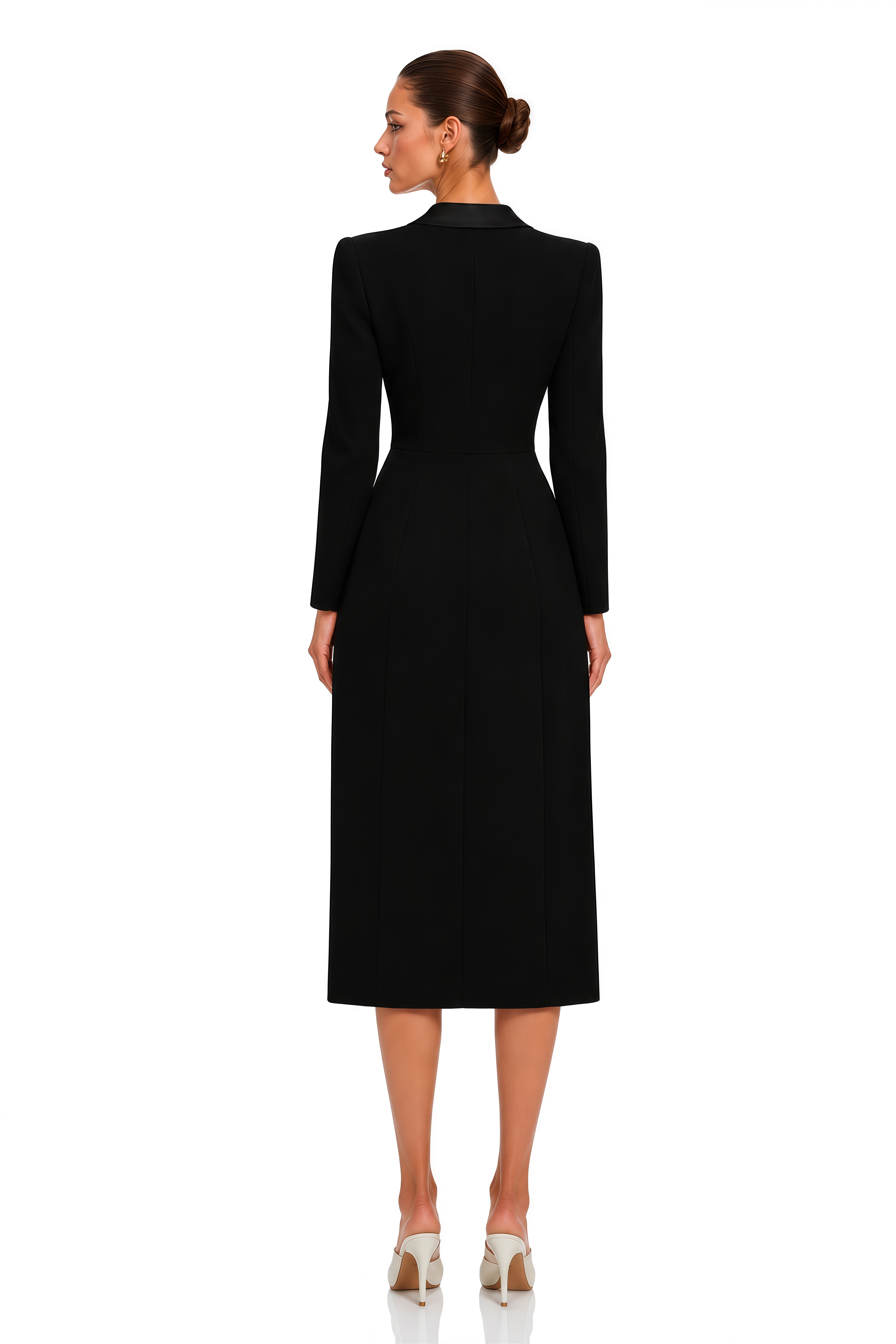 Eithne Black Double-Breasted Long Coat