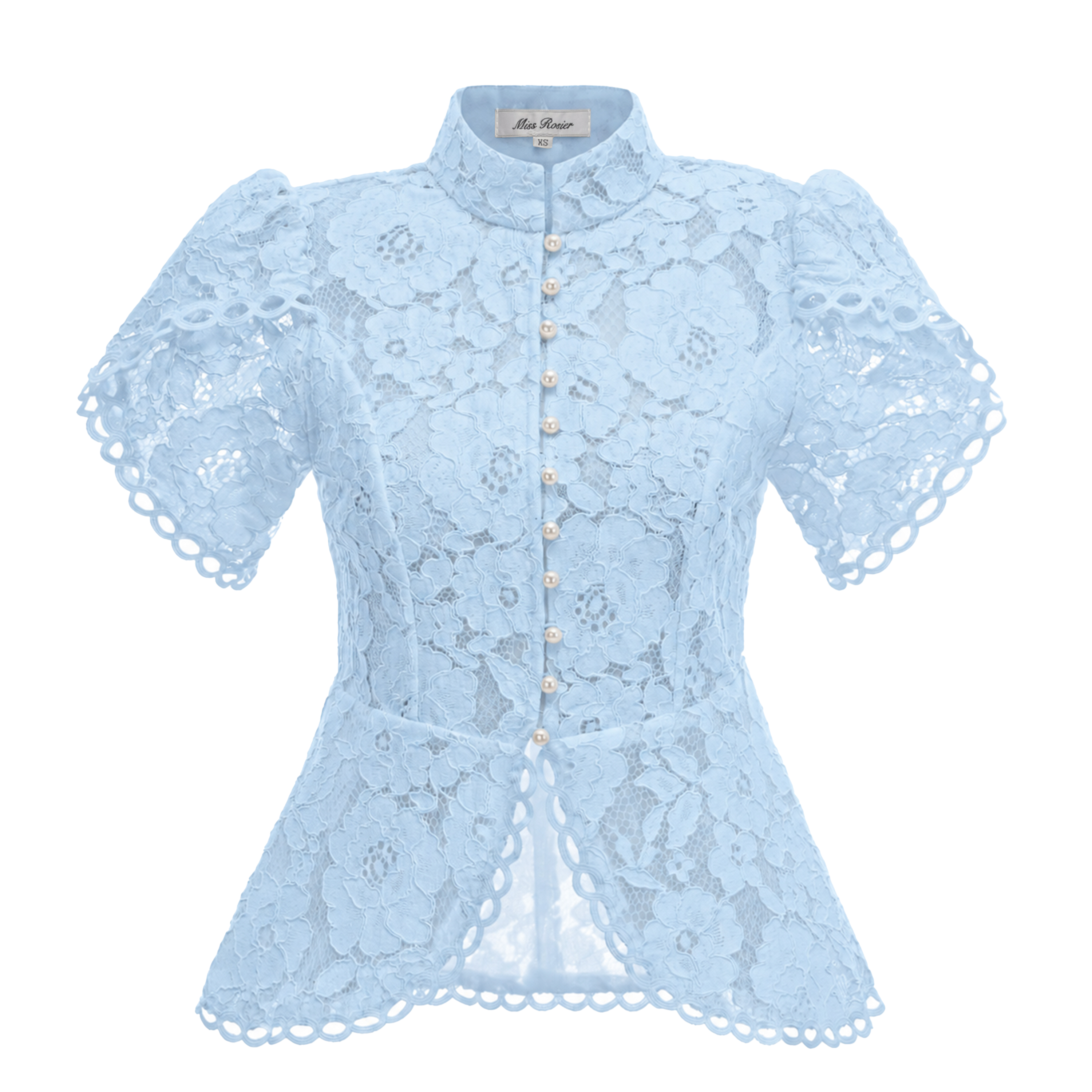 Adèle Blue Short Sleeve Floral Blouse & Mermaid Skirt Set