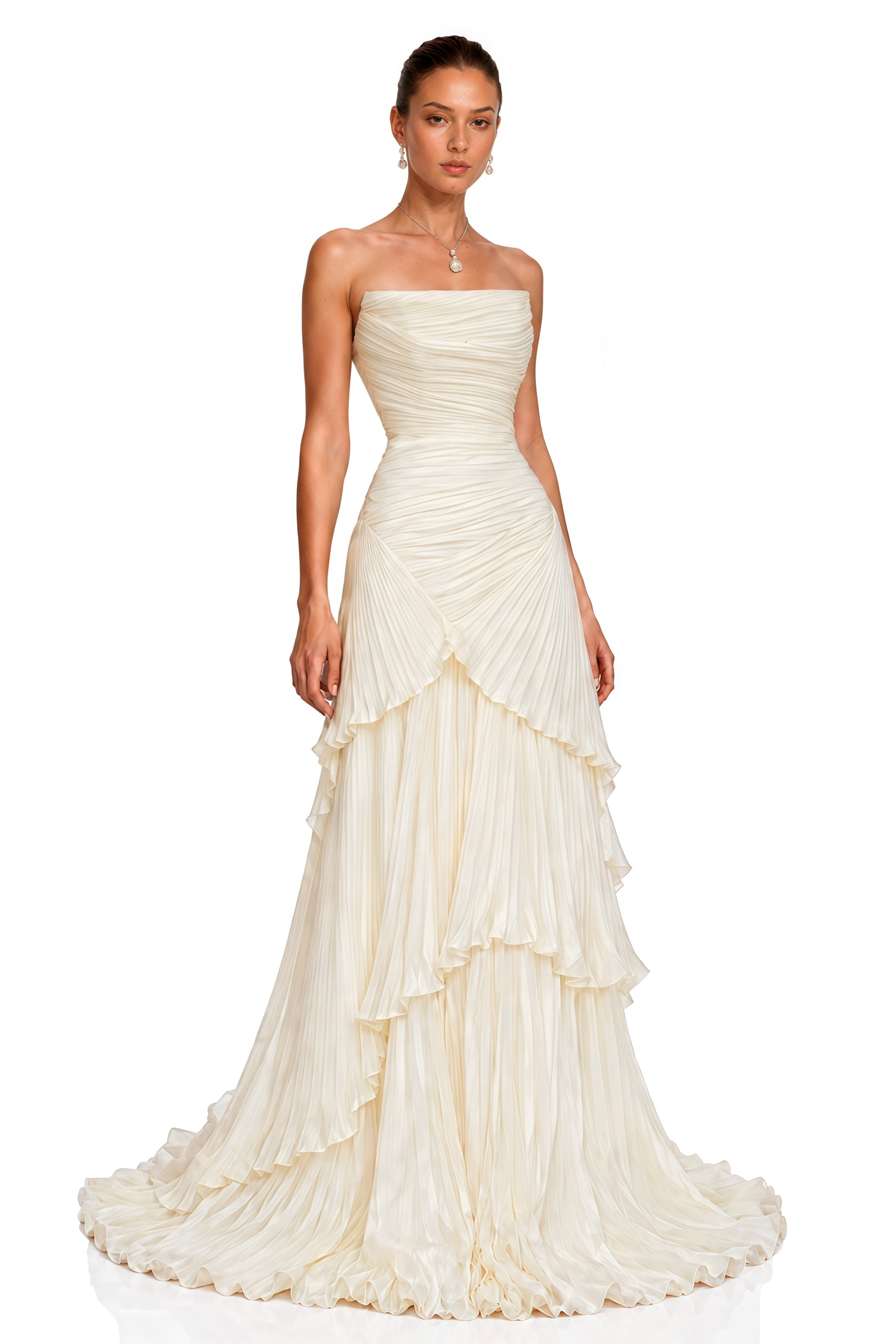 Adeline White Halterneck Tiered Ruffle Maxi Dress