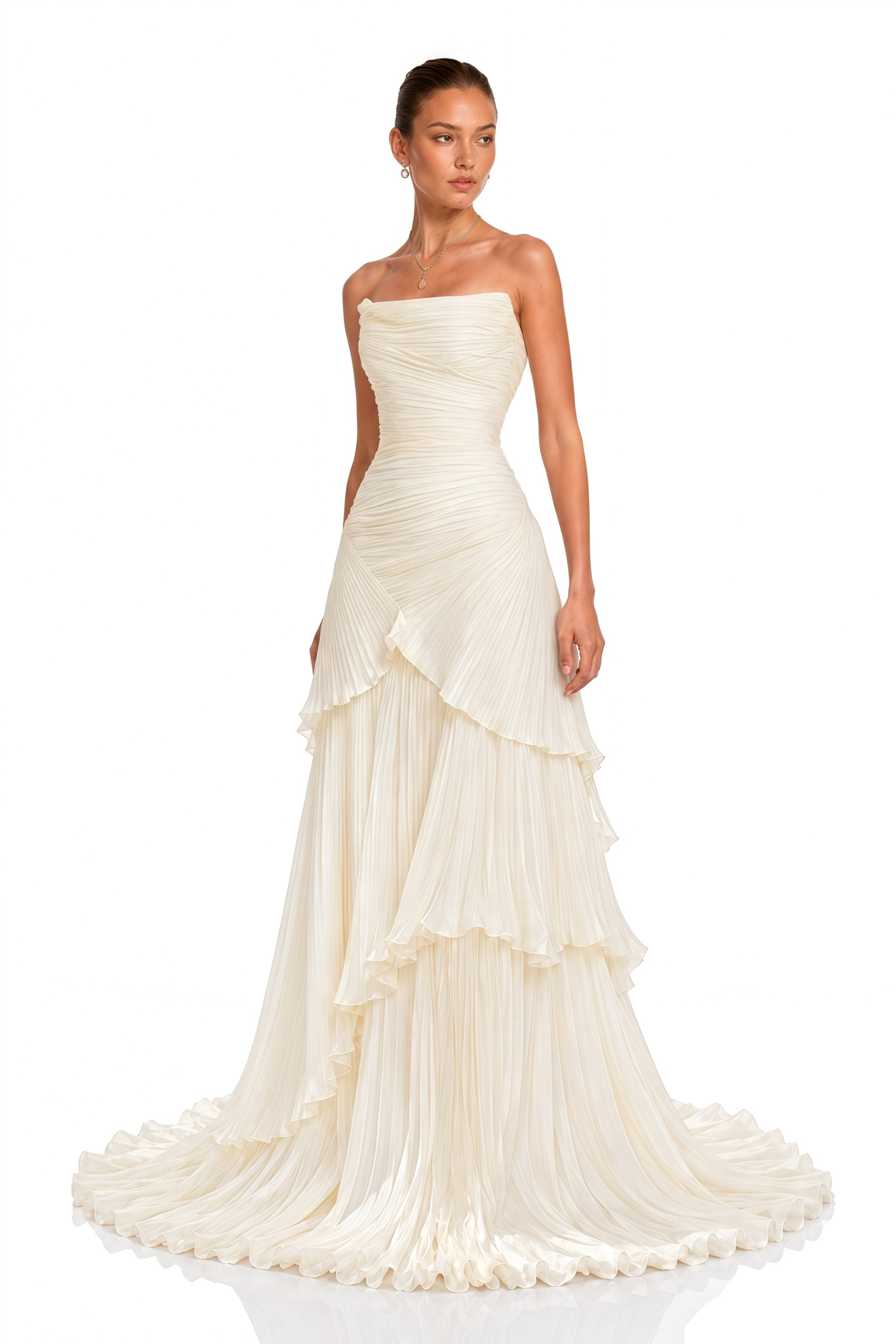 Adeline White Halterneck Tiered Ruffle Maxi Dress