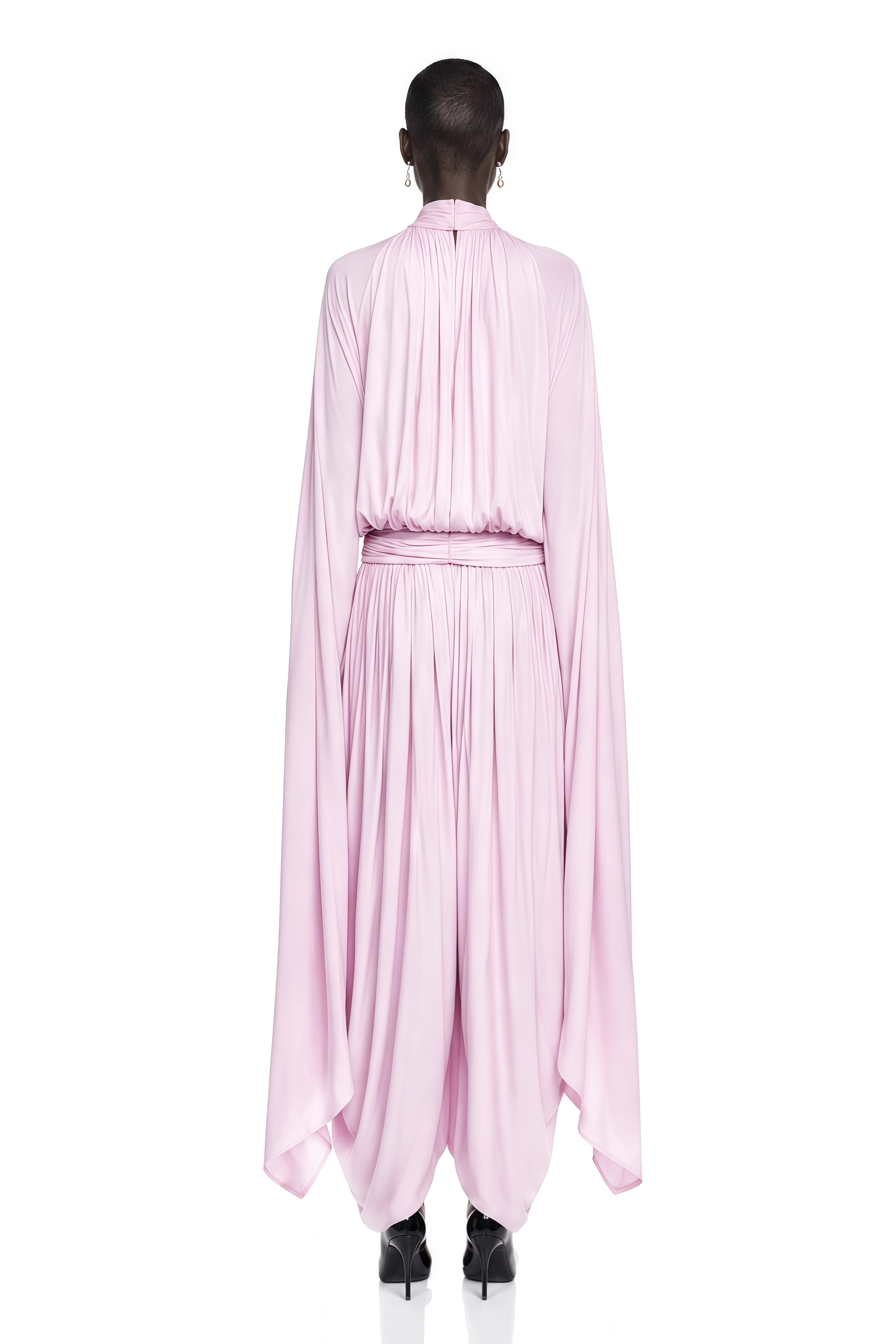 Adriana Pink Draped Cape Sleeve Top & Trousers Set
