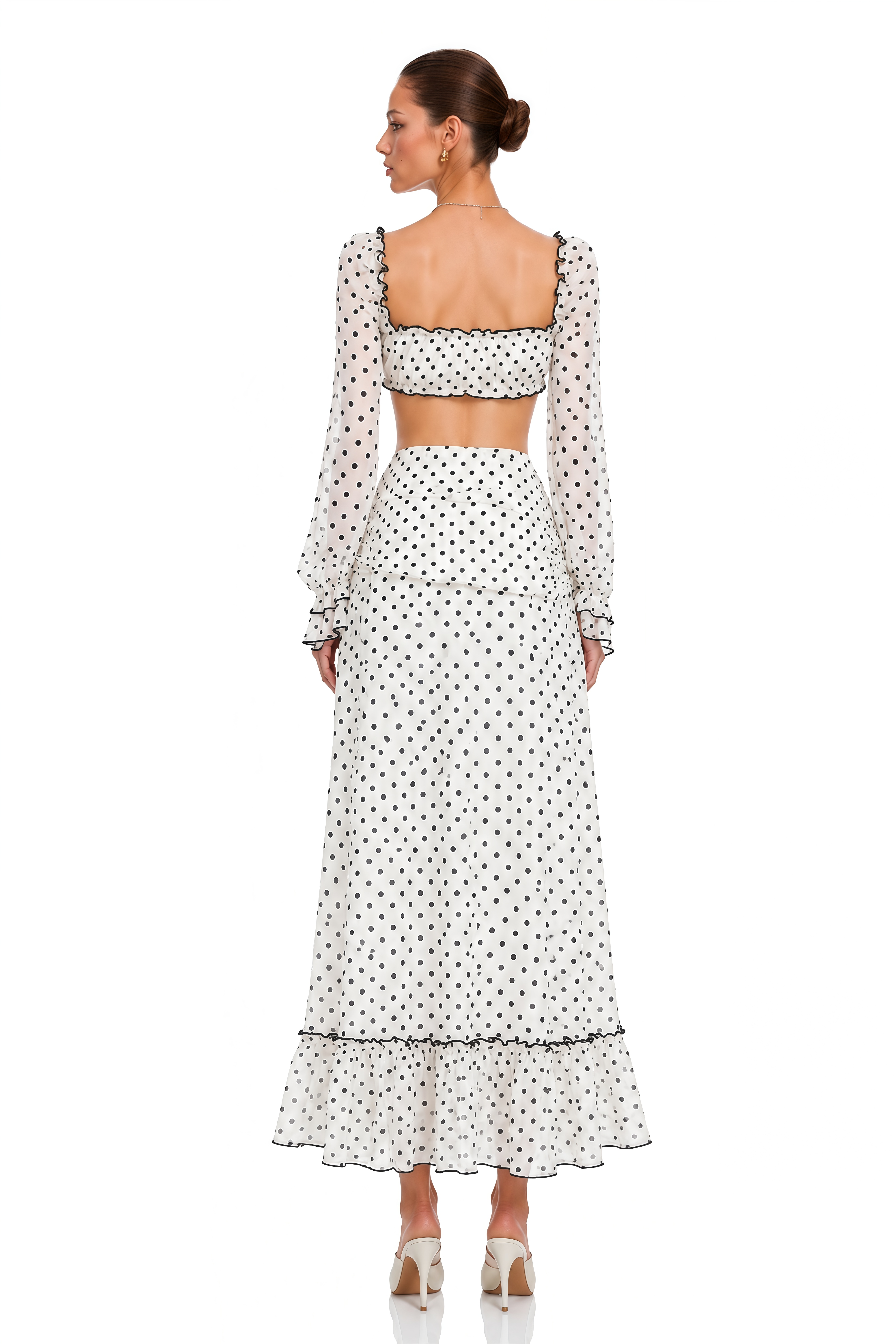 Aitana White Polka Dot Crop Top & Skirt Set