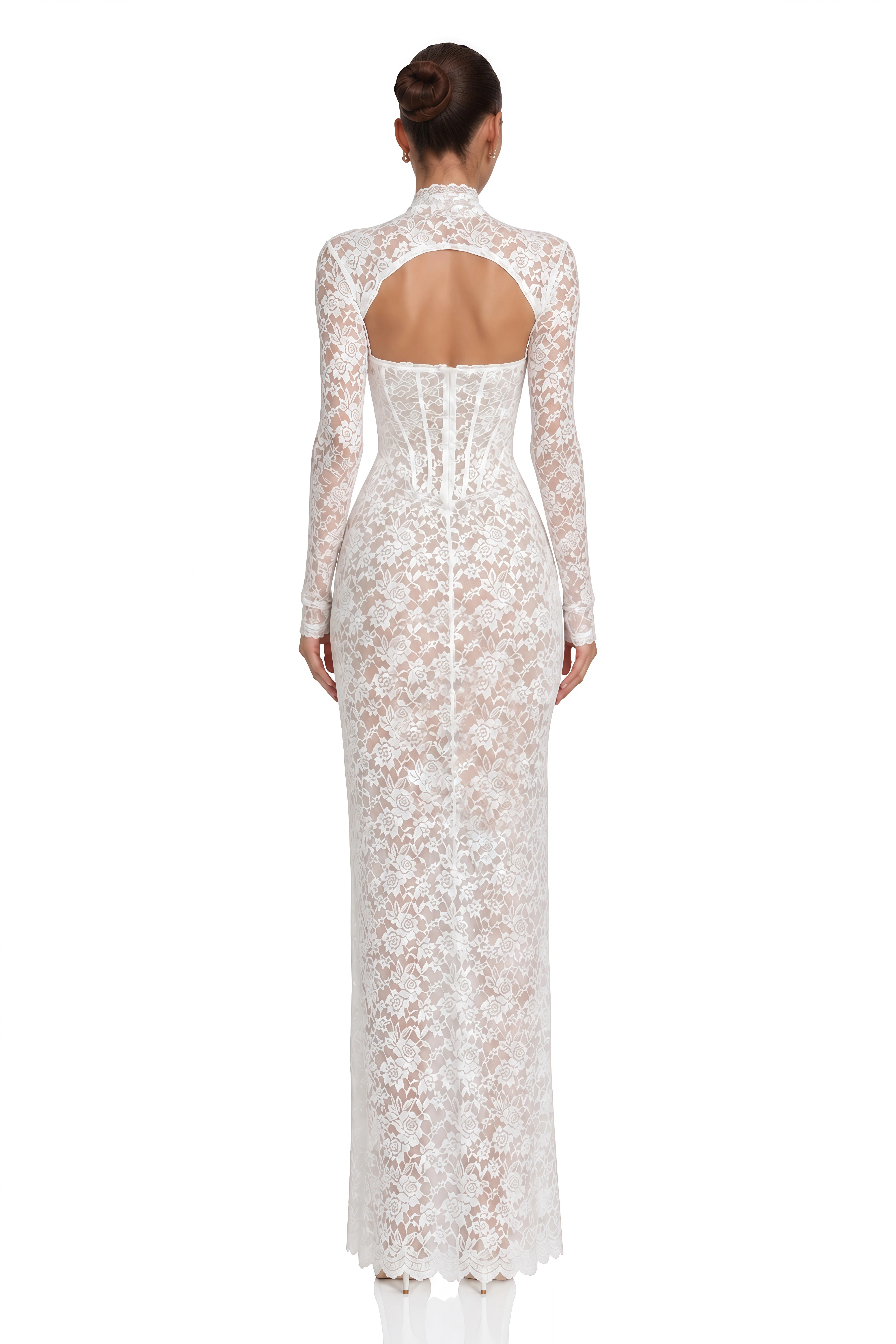 Alaska White Lace Bolero Top & Corset Maxi Dress Set