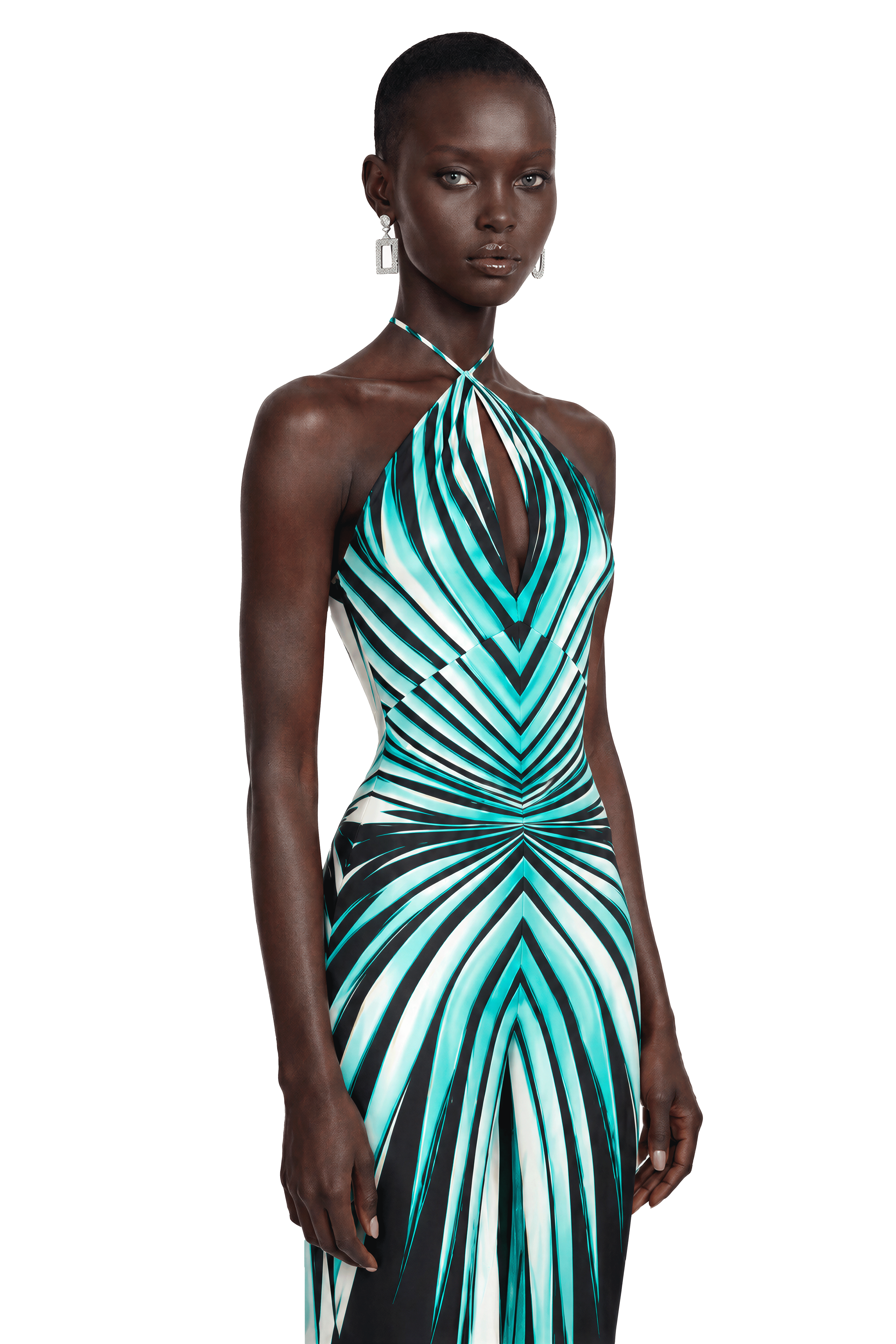 Alena Green Abstract Print Halterneck Jumpsuit
