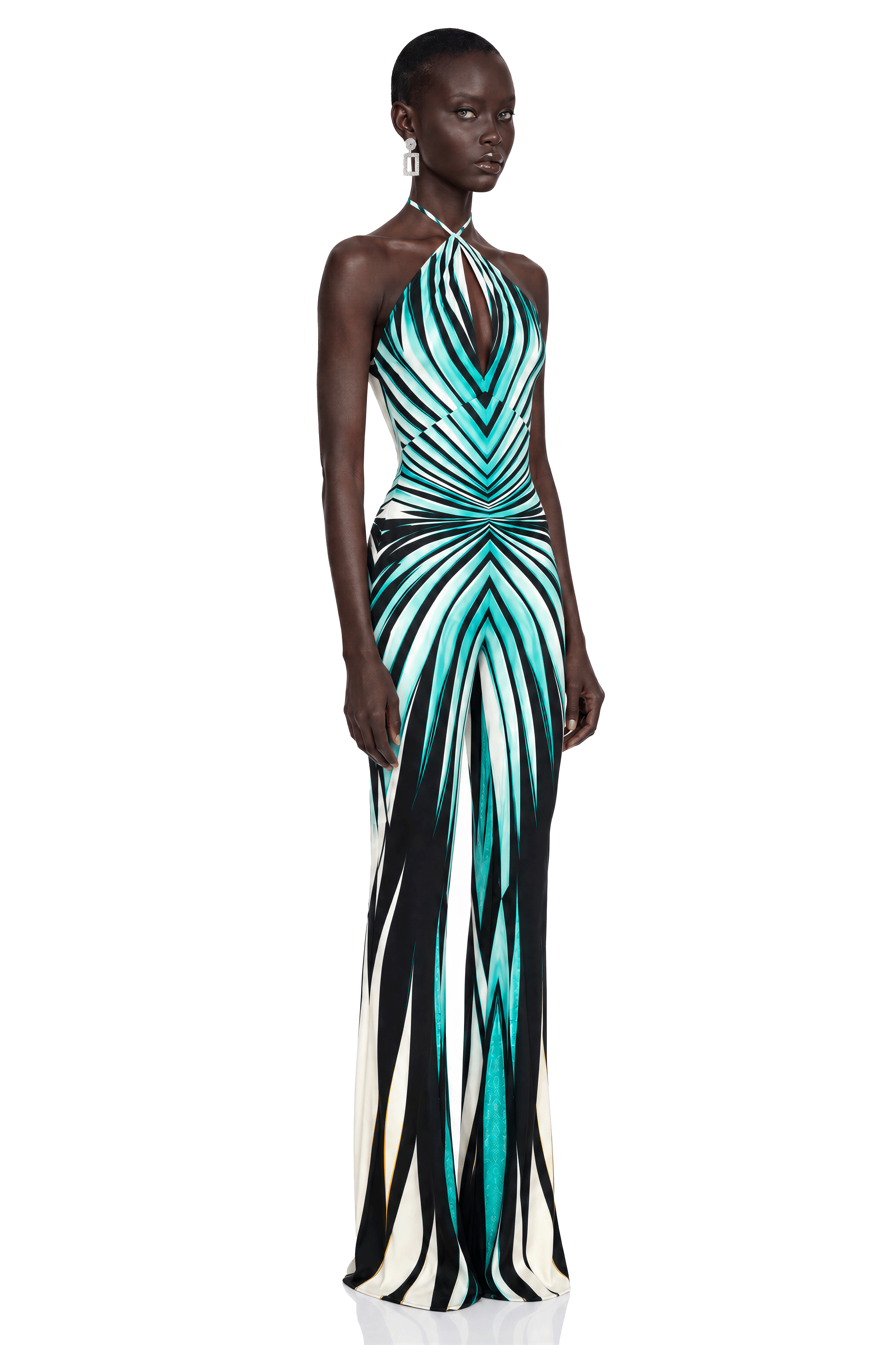 Alena Green Abstract Print Halterneck Jumpsuit