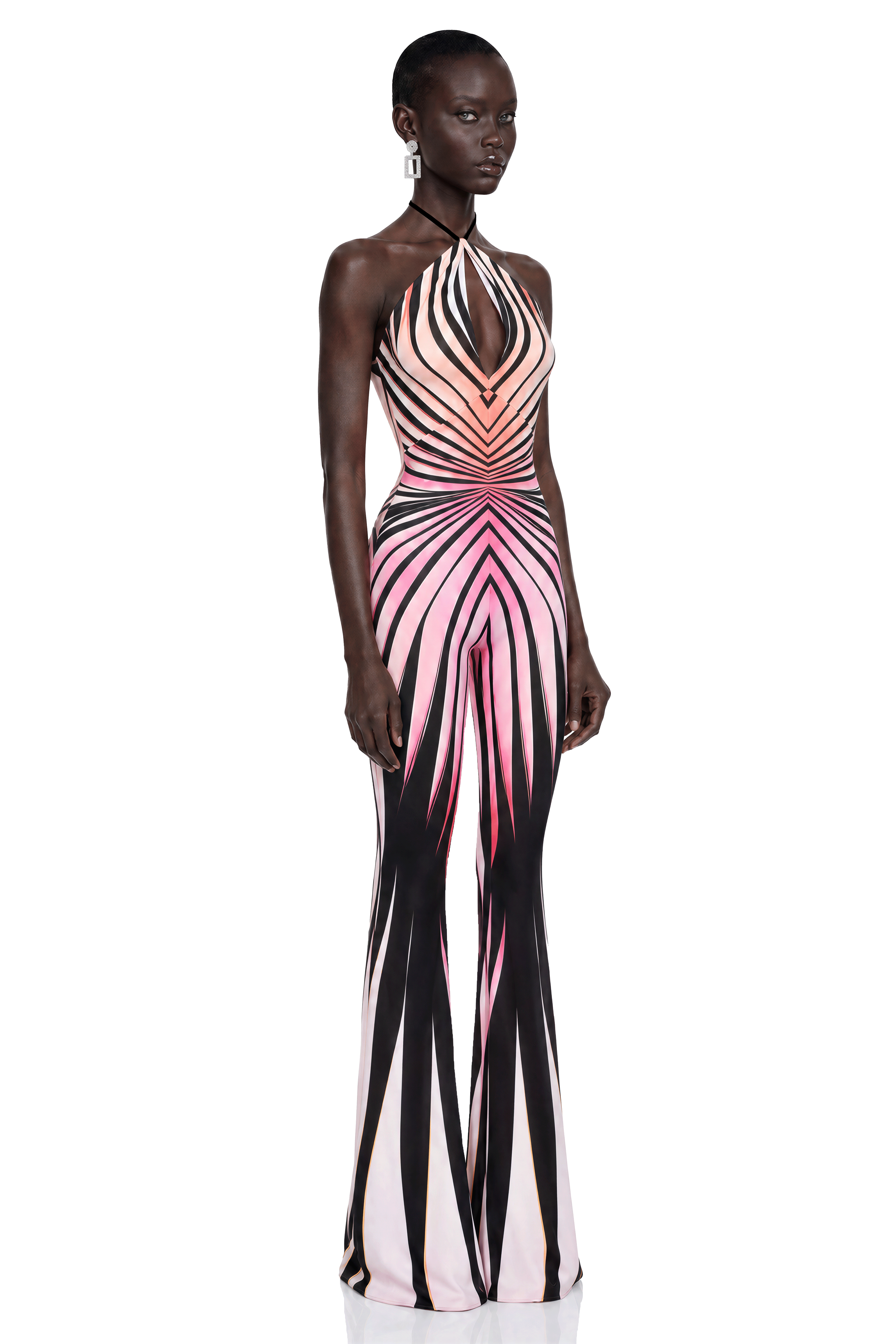 Alena Pink Abstract Print Halterneck Jumpsuit