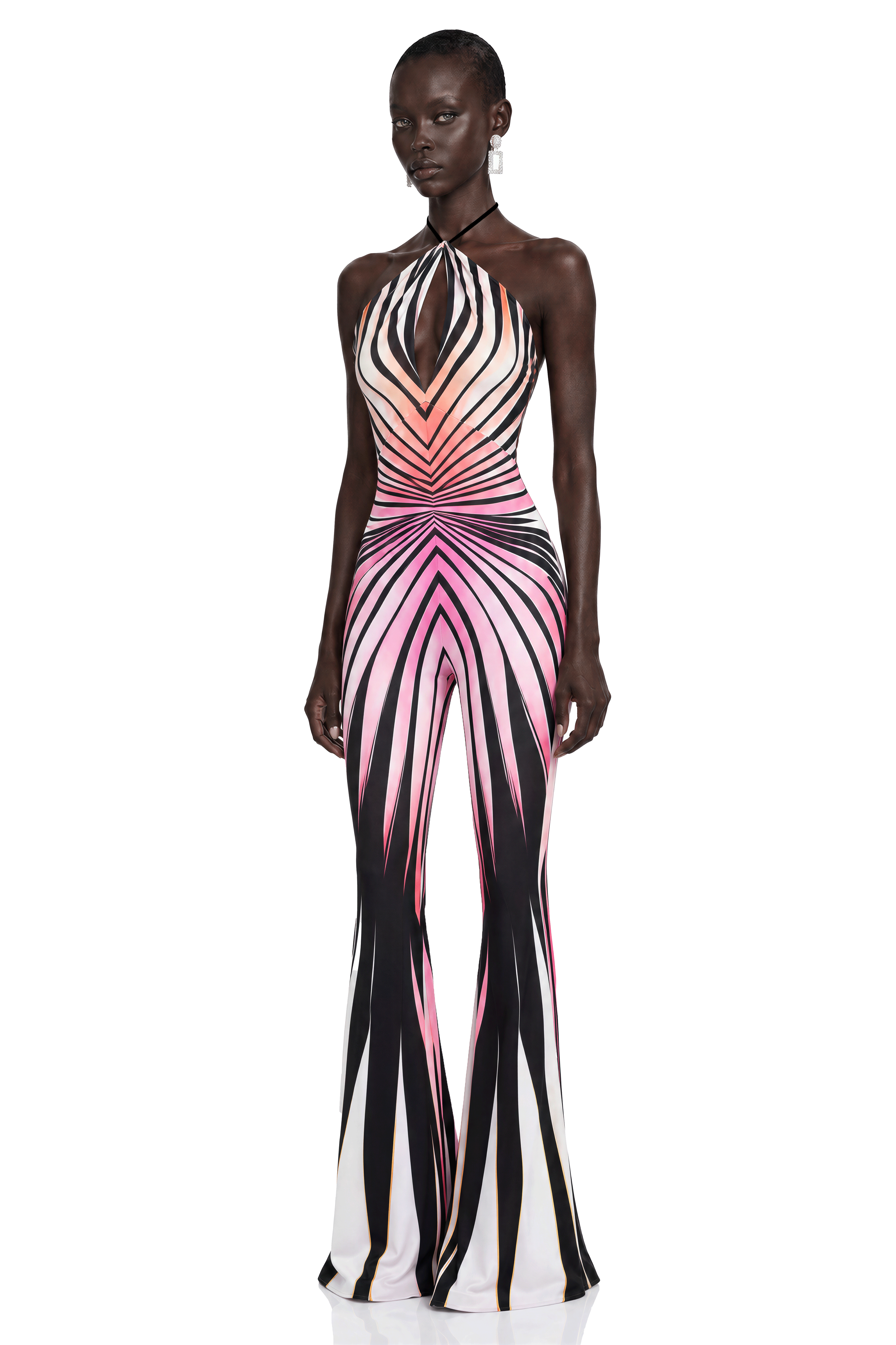 Alena Pink Abstract Print Halterneck Jumpsuit