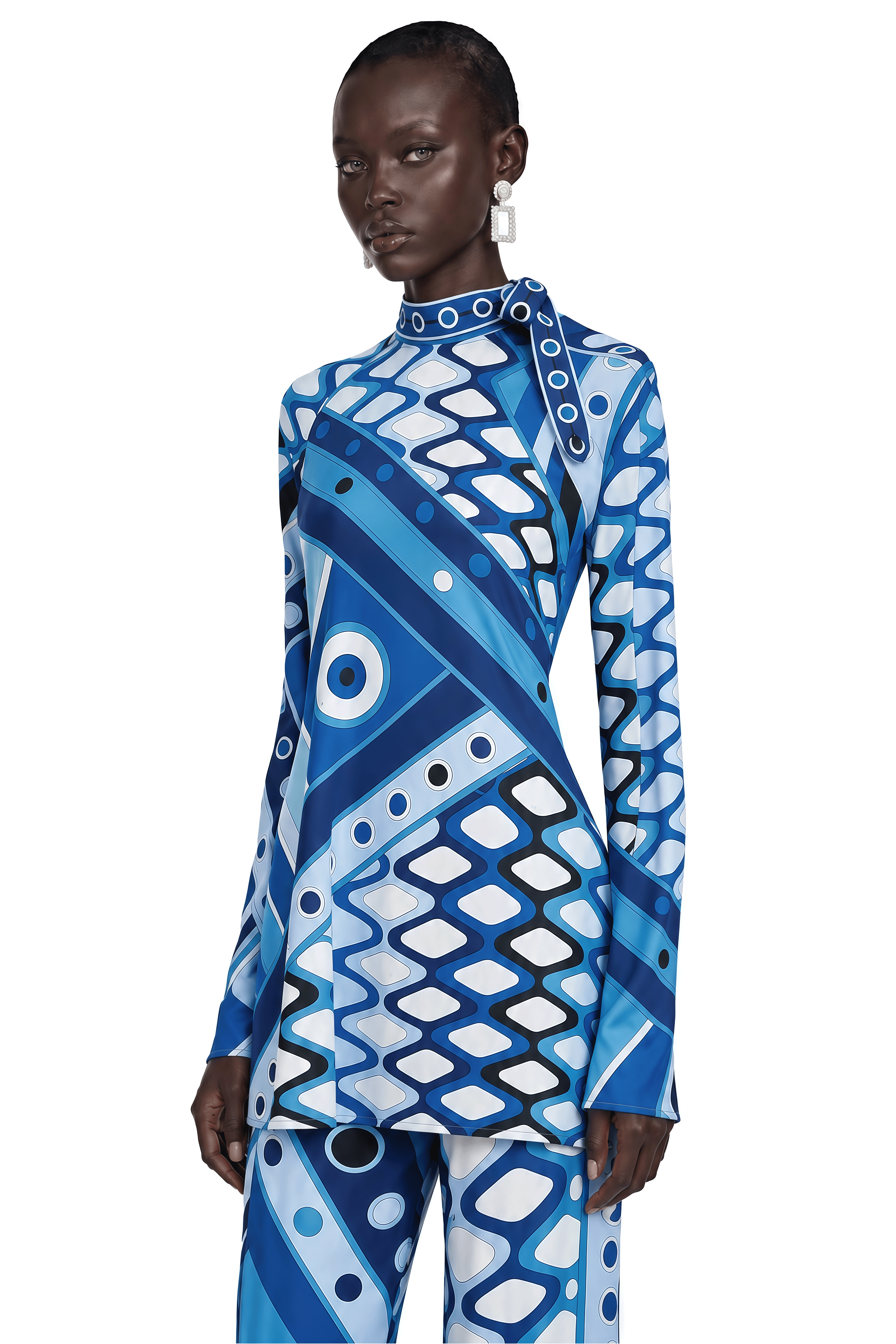 Alina Blue Abstract Printed Shirt & Trousers Set