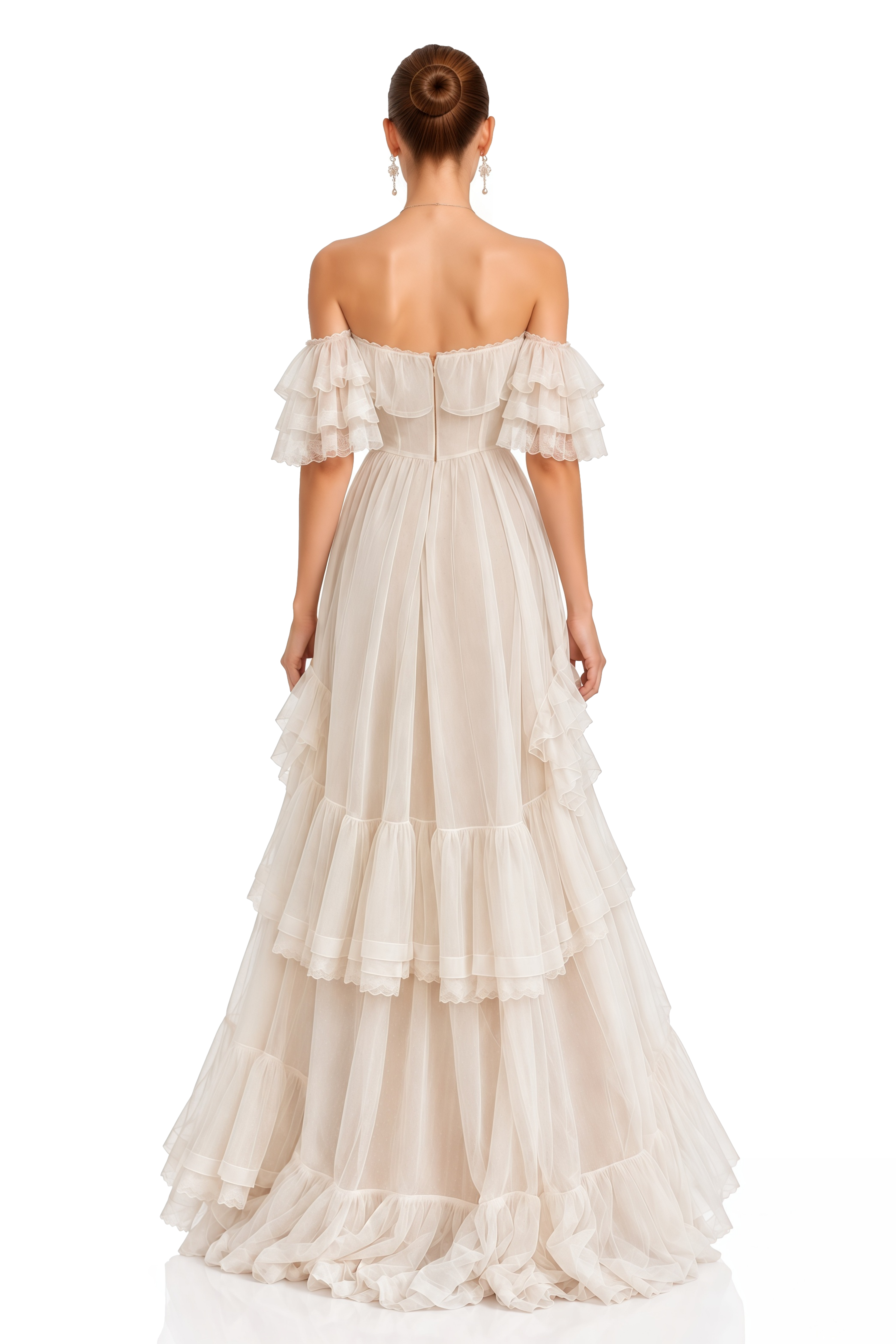 Amabel Ivory Ruffle Off Shoulder Maxi Dress