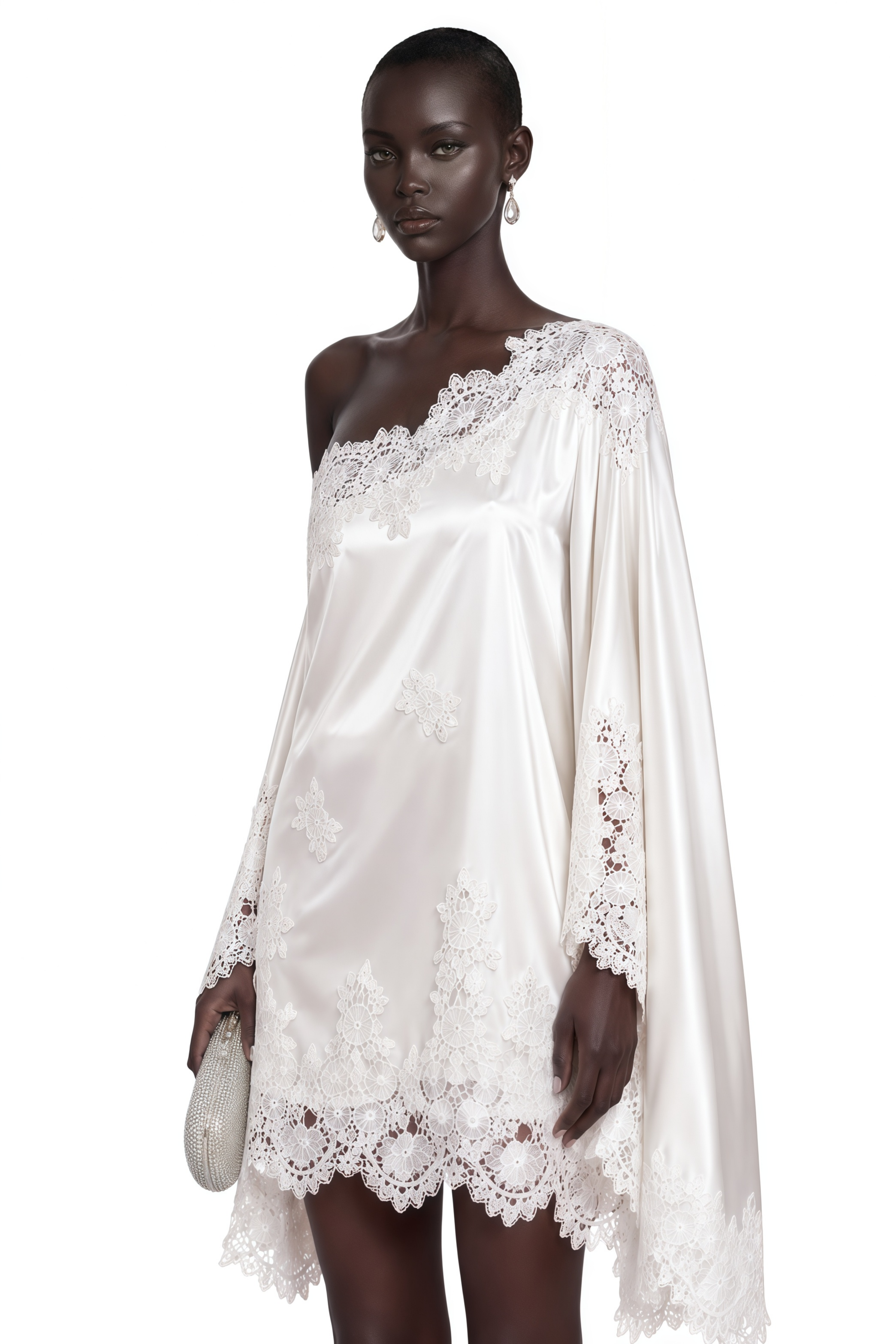Amabel White One-Shoulder Satin Mini Dress