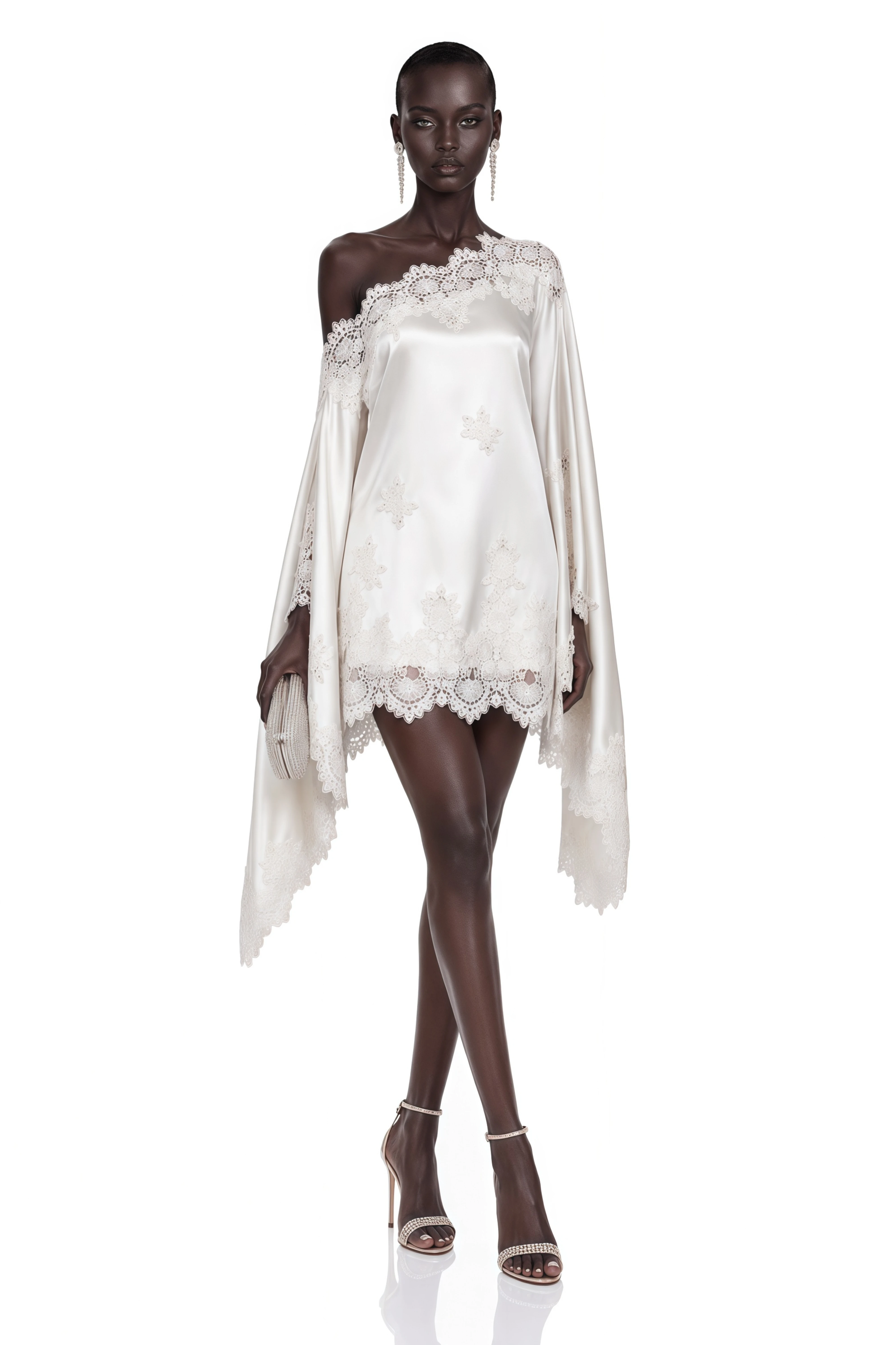 Amabel White One-Shoulder Satin Mini Dress