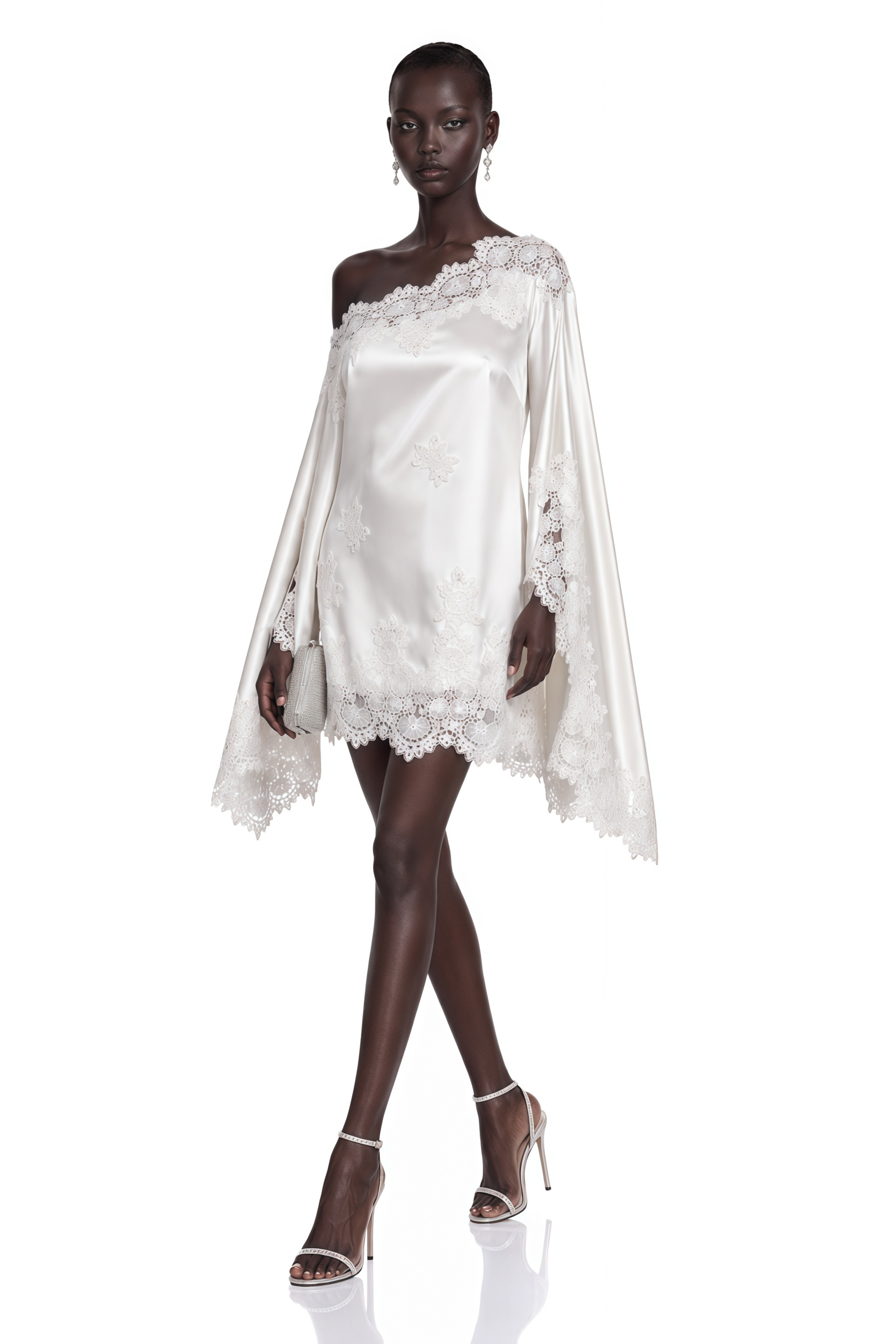 Amabel White One-Shoulder Satin Mini Dress