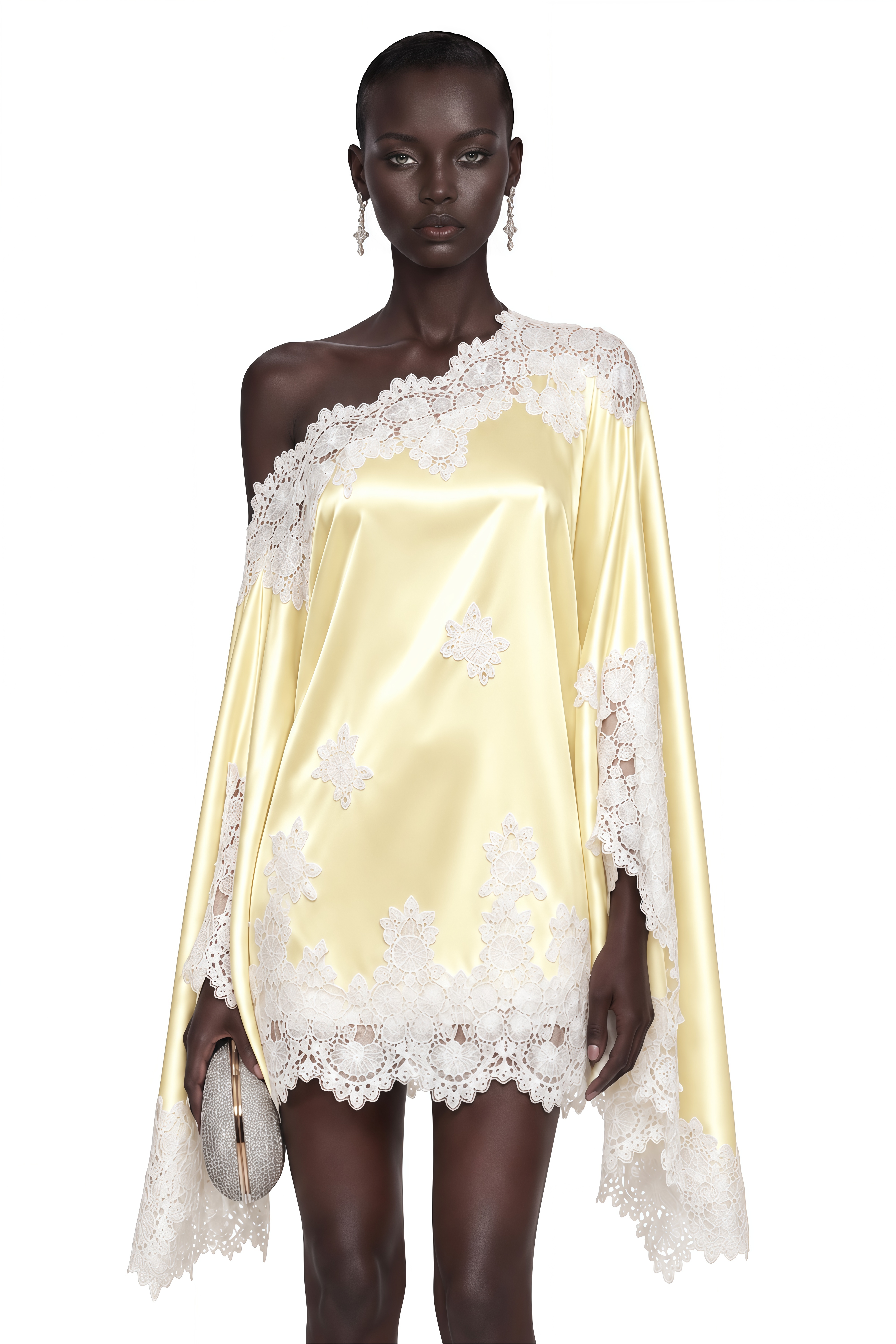 Amabel Yellow One-Shoulder Satin Mini Dress
