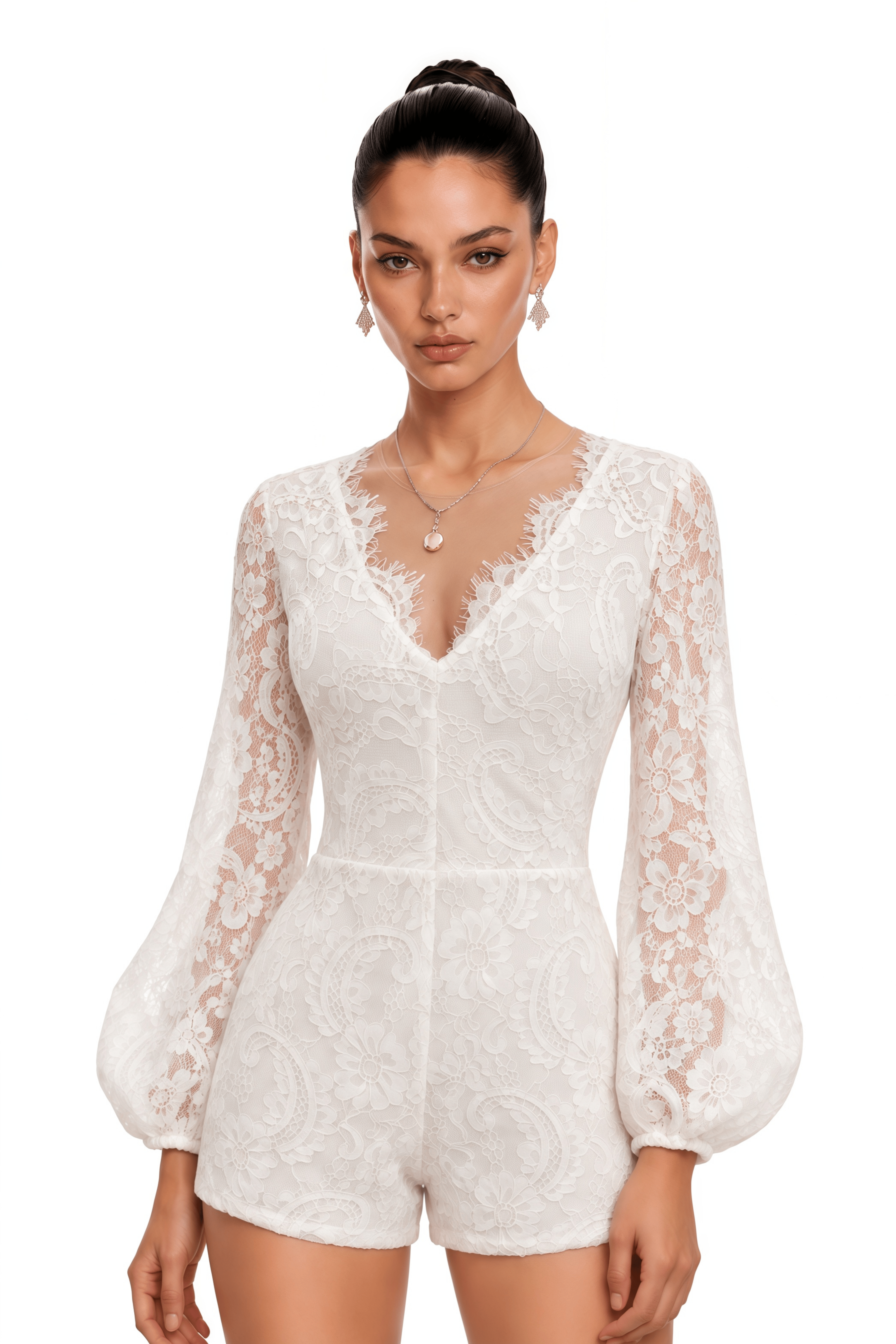 Amanda White Halterneck Lace Bodysuit