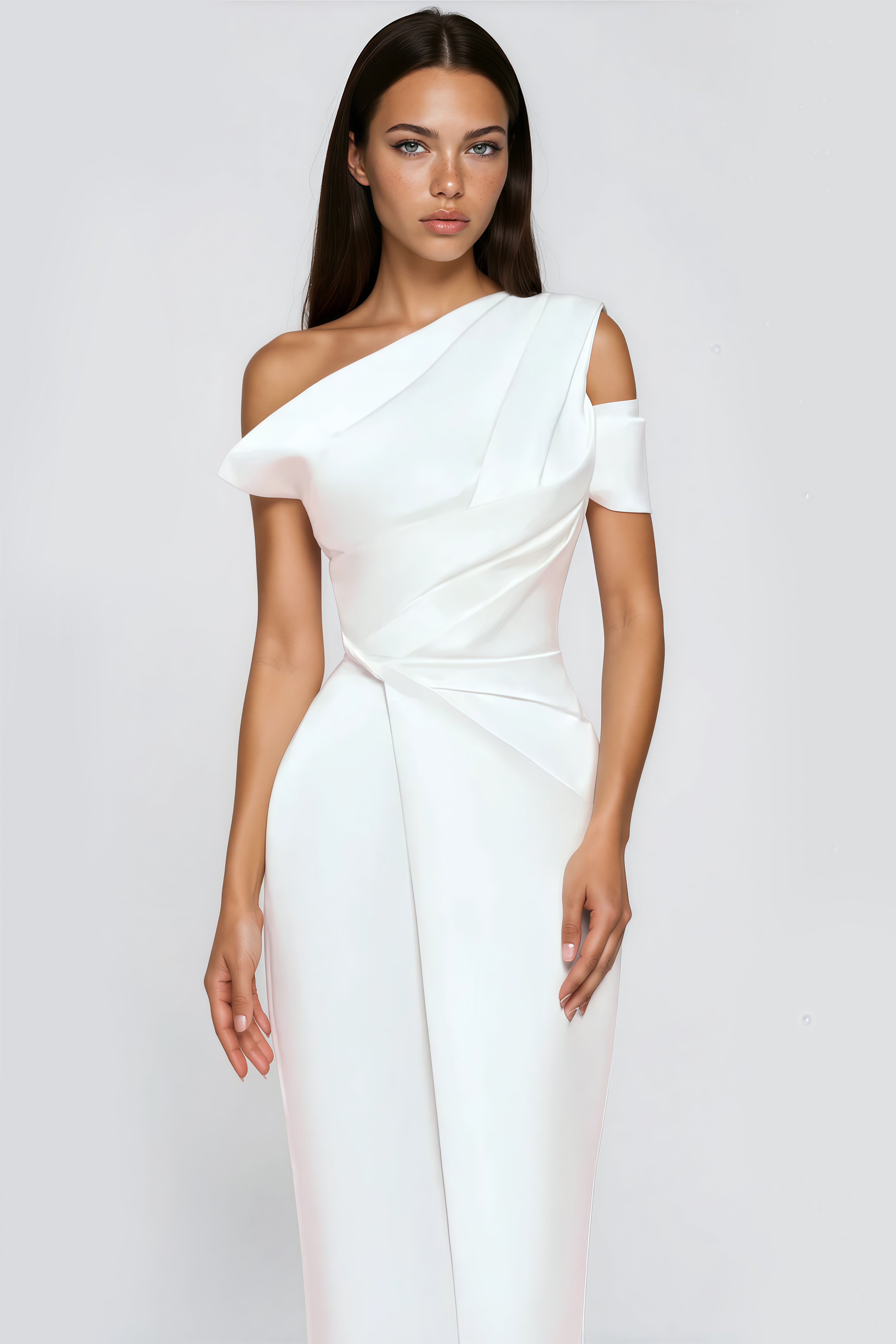 One Shoulder Asymmetrical Midi Dress