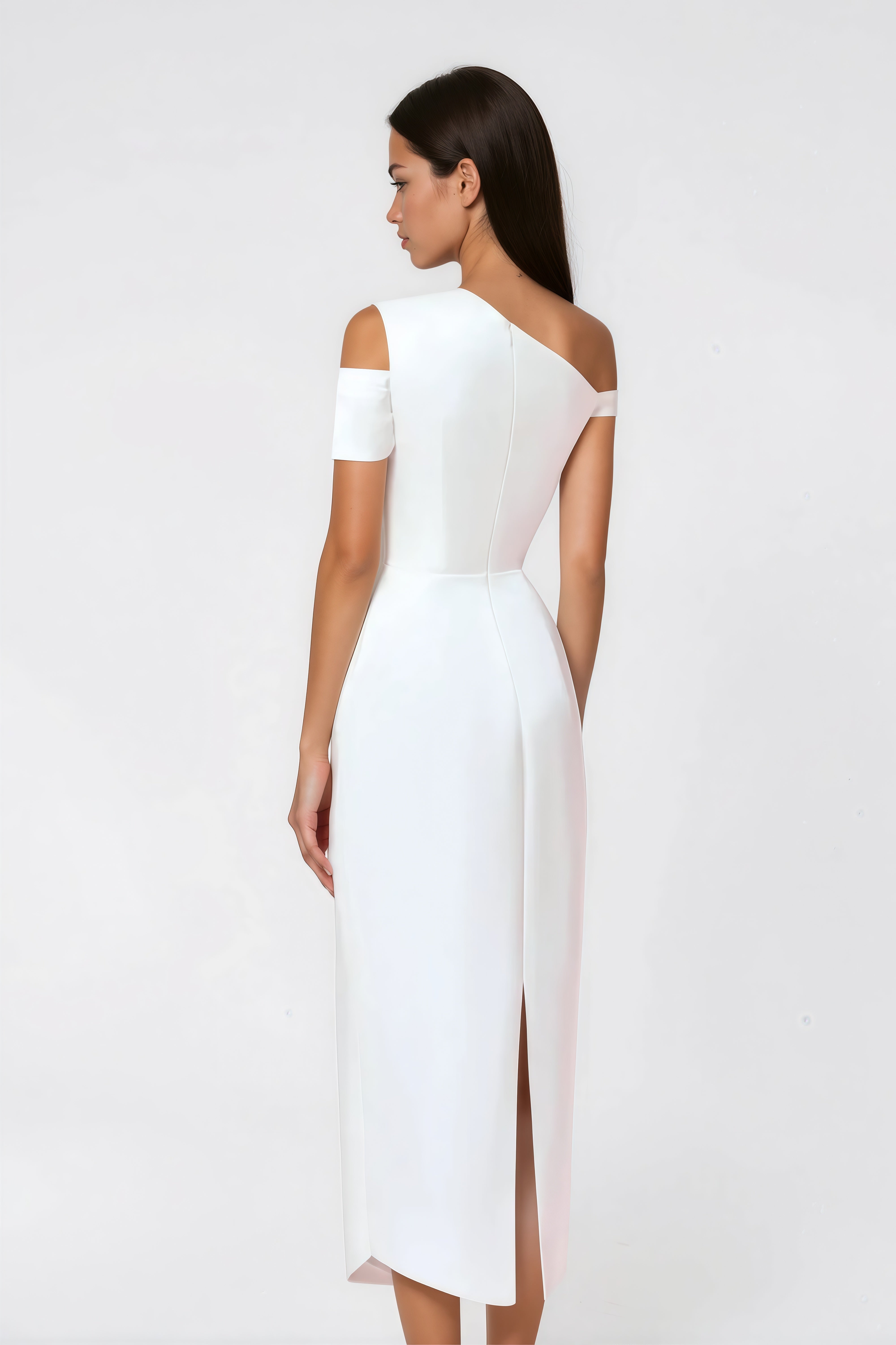 One Shoulder Asymmetrical Midi Dress