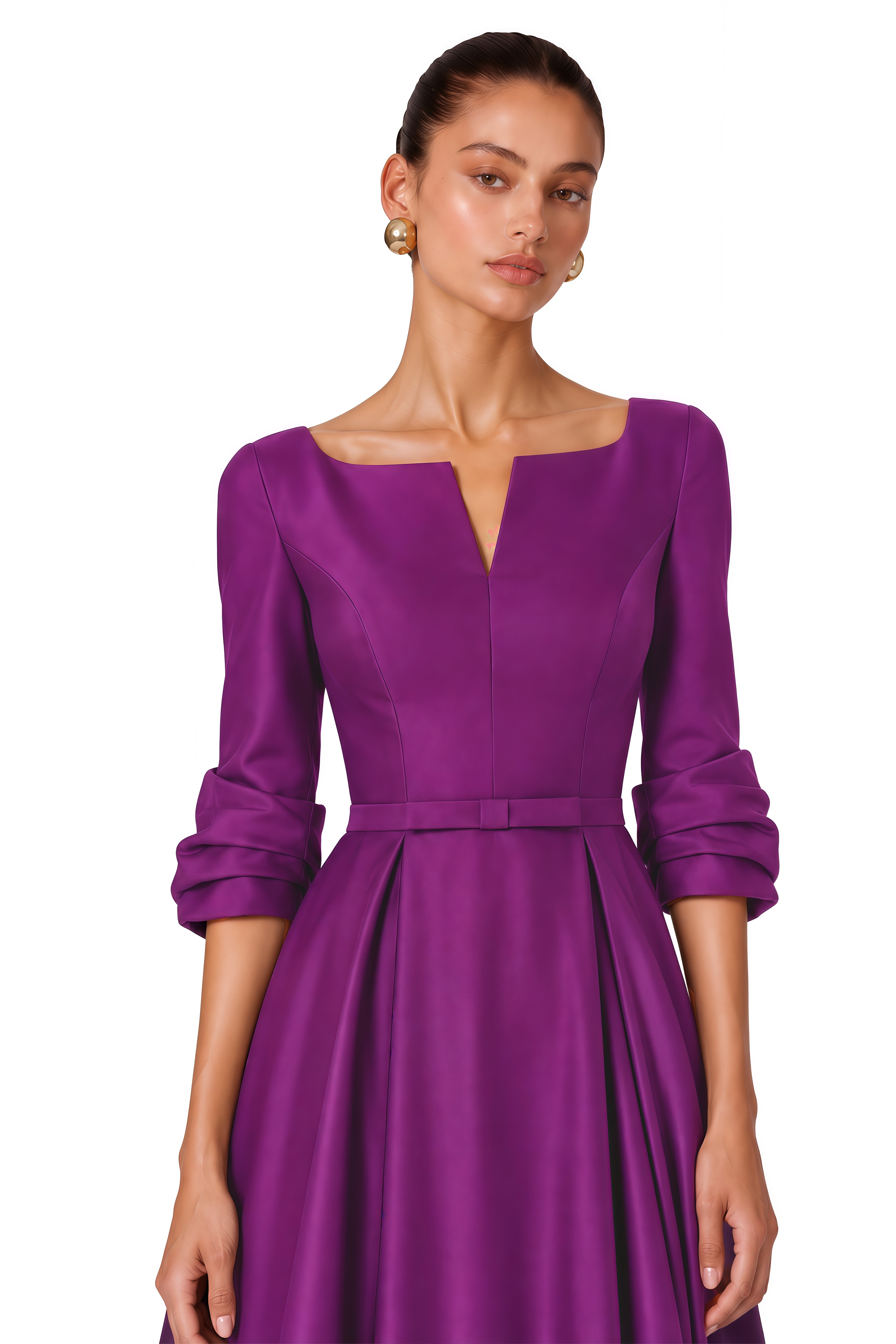 Amarinthe Purple Notched Neck Belted Maxi Dress