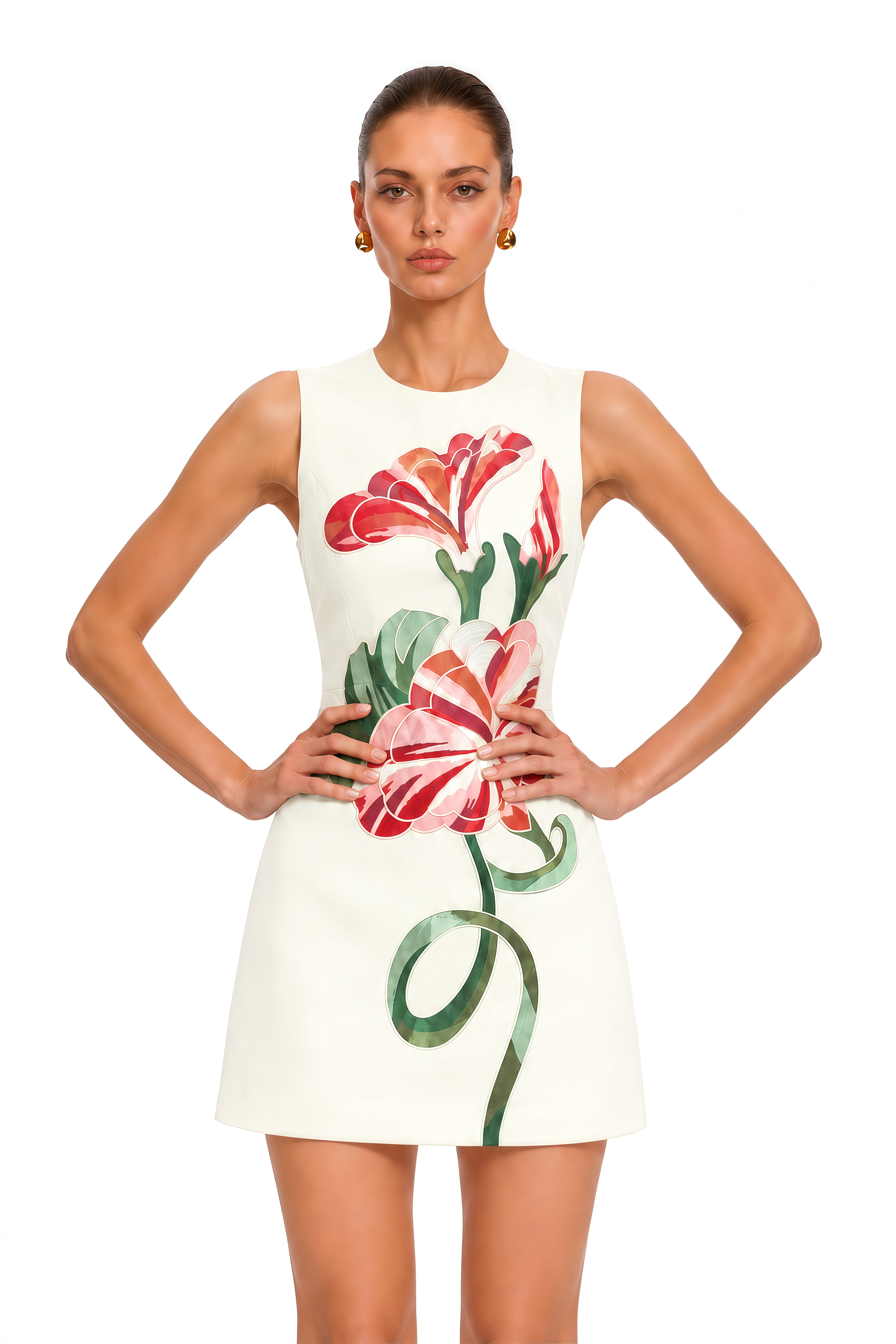 Amaris White Floral Sleeveless Mini Dress