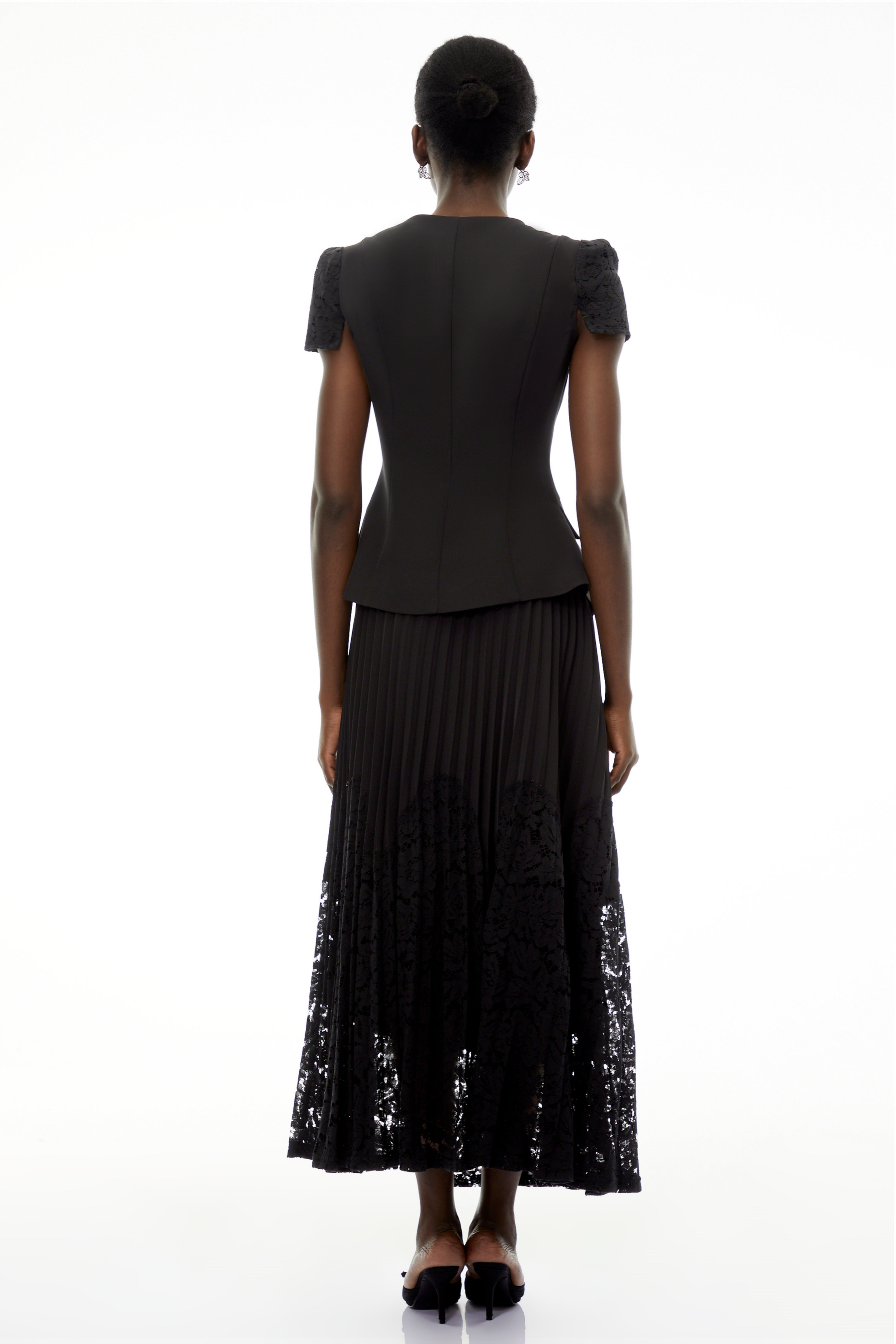 Beatrice Black V-Neck Button Down Top & Skirt Set (Final Sale-US Only)