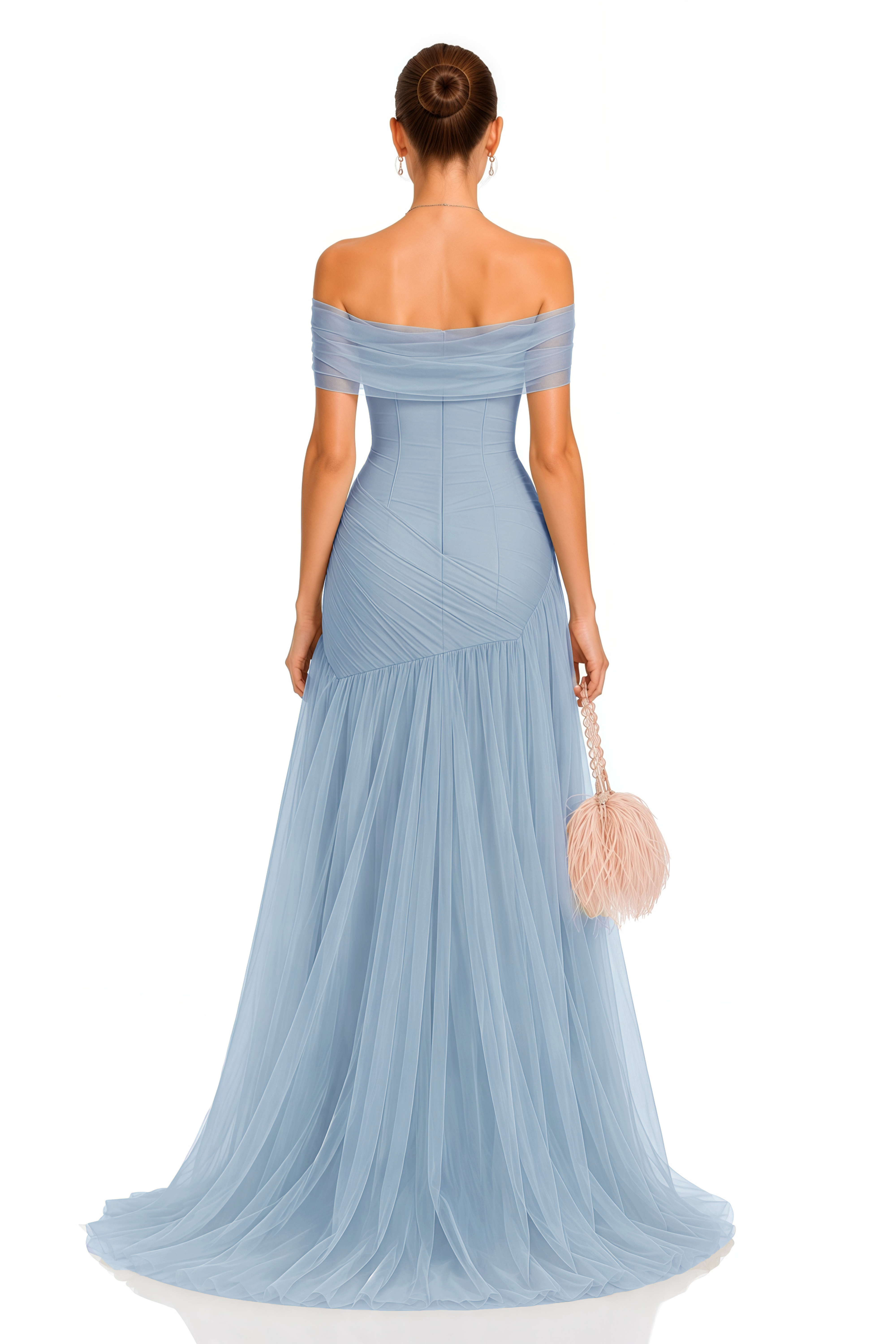 Antonia Blue Semi-Sheer Pleated Maxi Dress