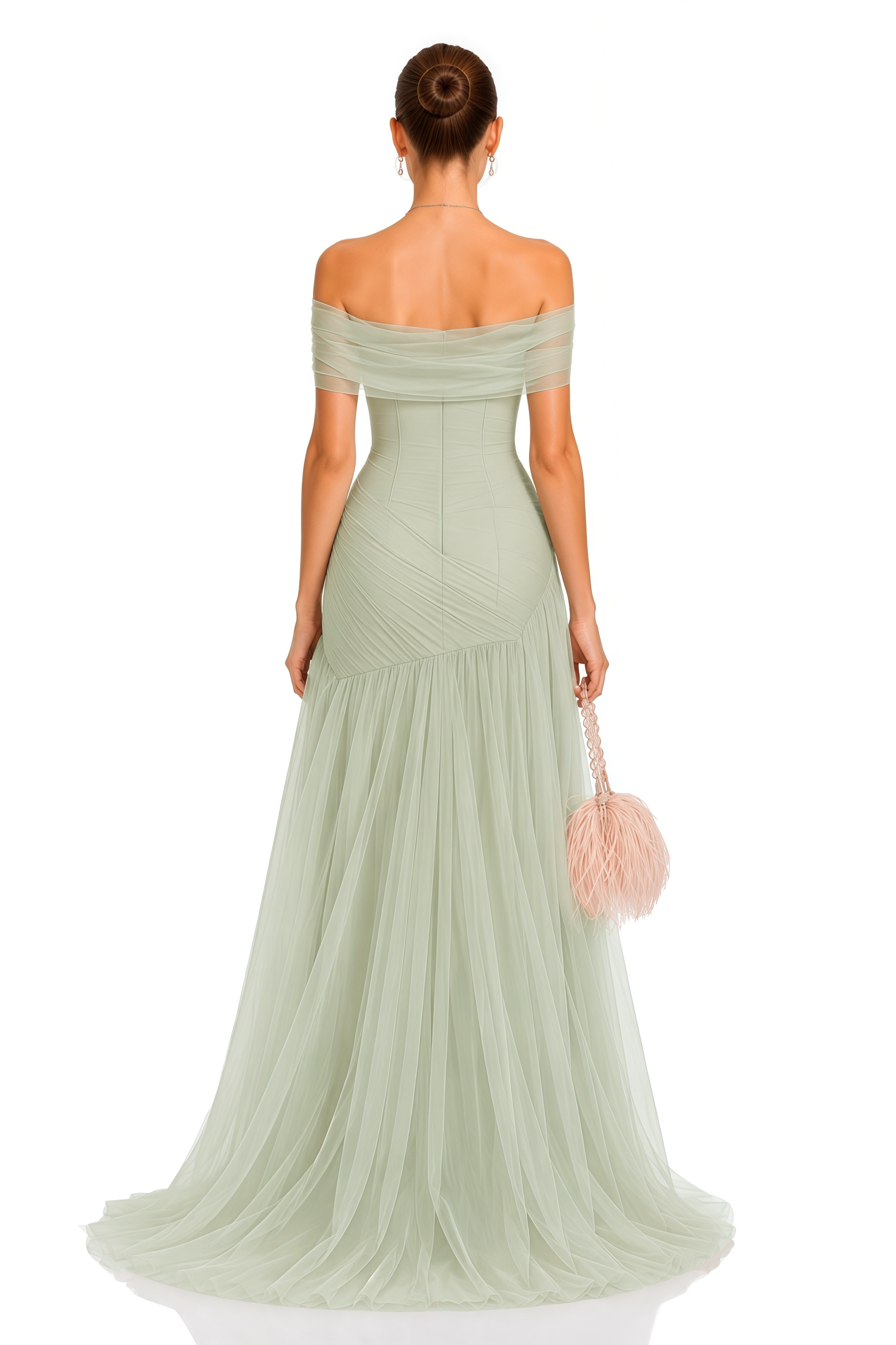 Antonia Green Semi-Sheer Pleated Maxi Dress