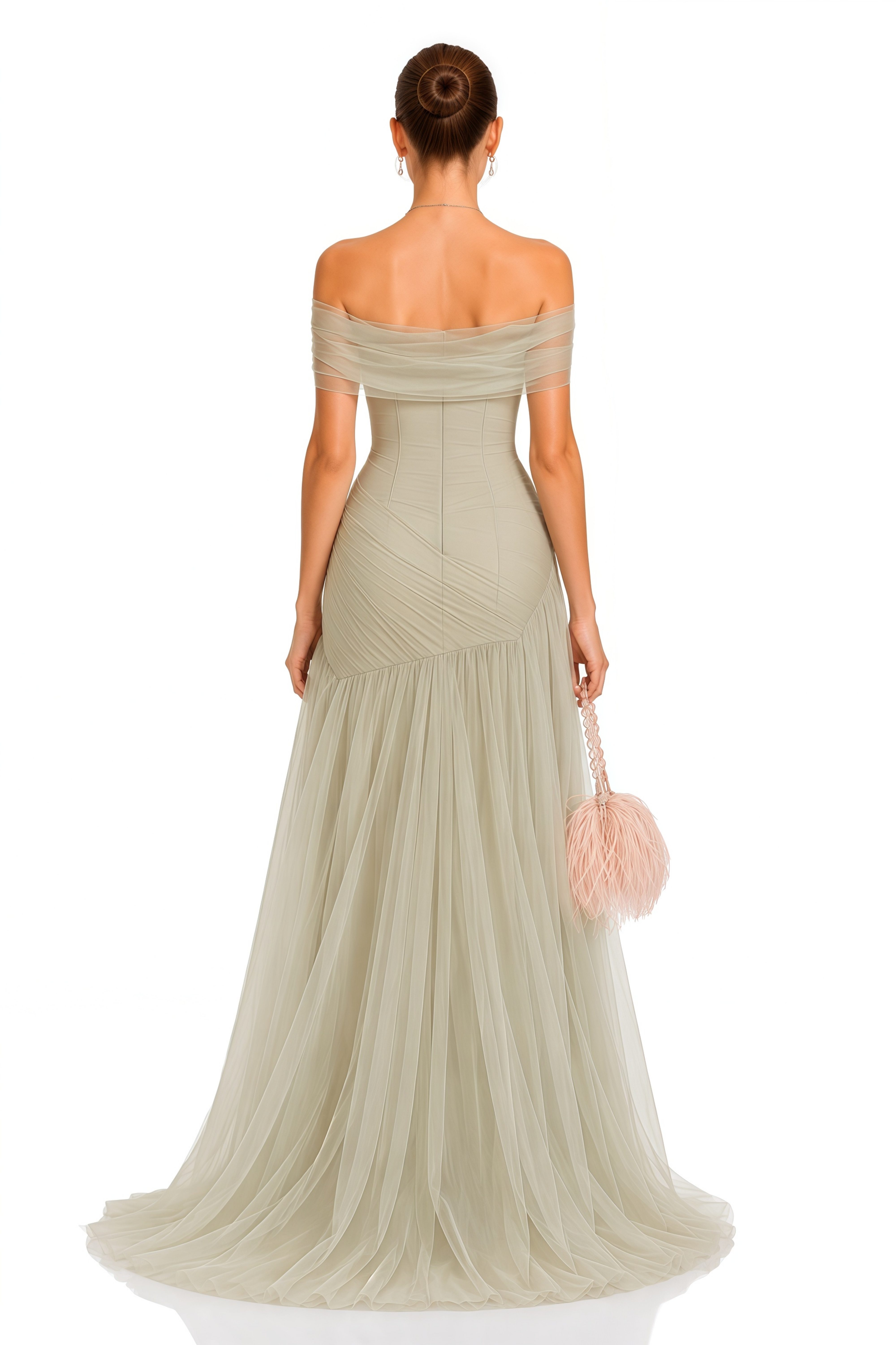 Antonia Green Semi-Sheer Pleated Maxi Dress