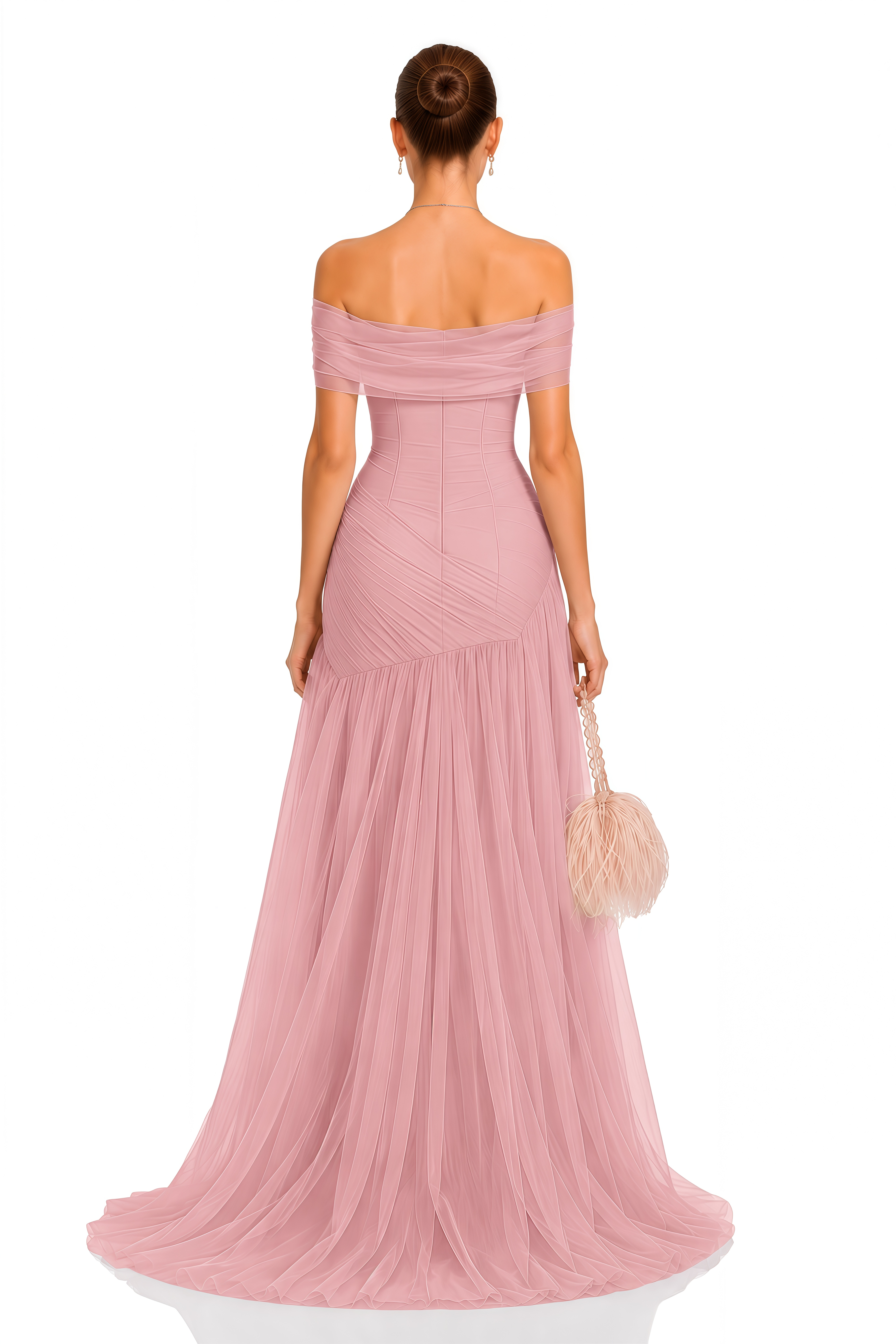 Antonia Pink Semi-Sheer Pleated Maxi Dress